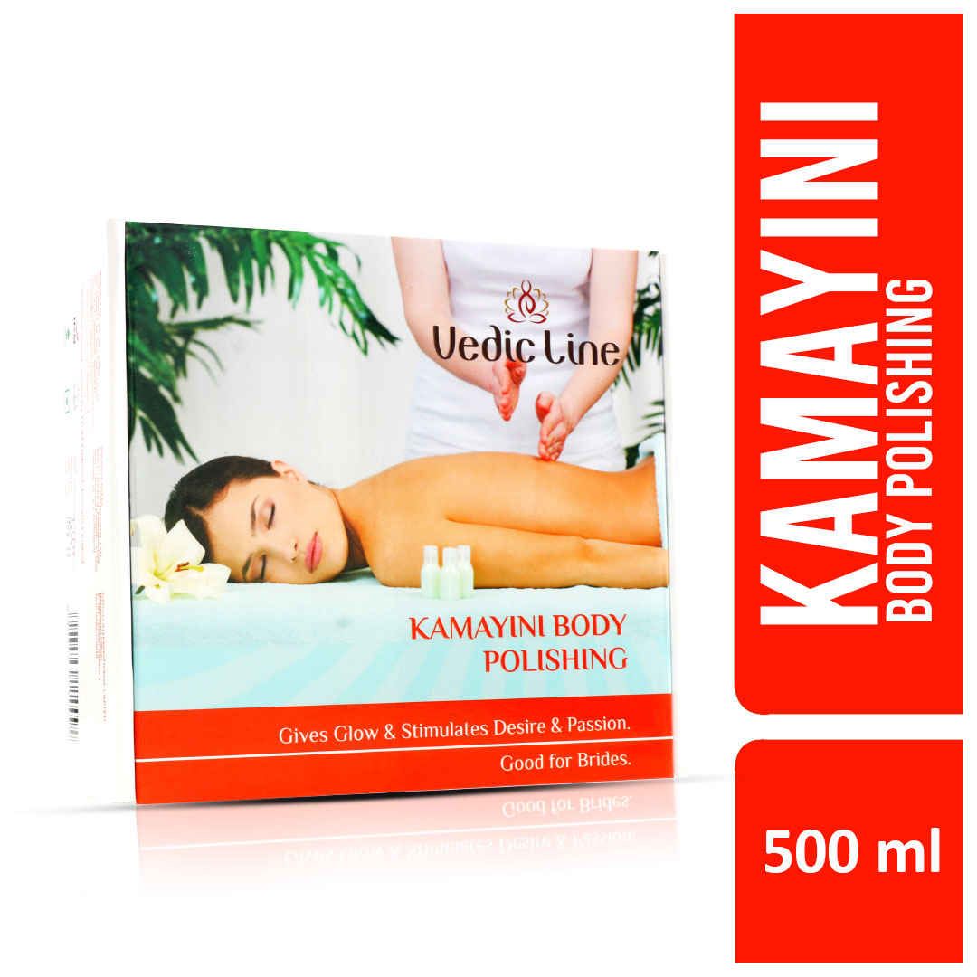 Buy Vedicline Kamayini Body Polishing Kit, Reduce Dead Skin, Stretch Marks with The Goodness of Sandalwood, Orange, Almond Make Skin Smooth and Shiny, 410ml - Purplle