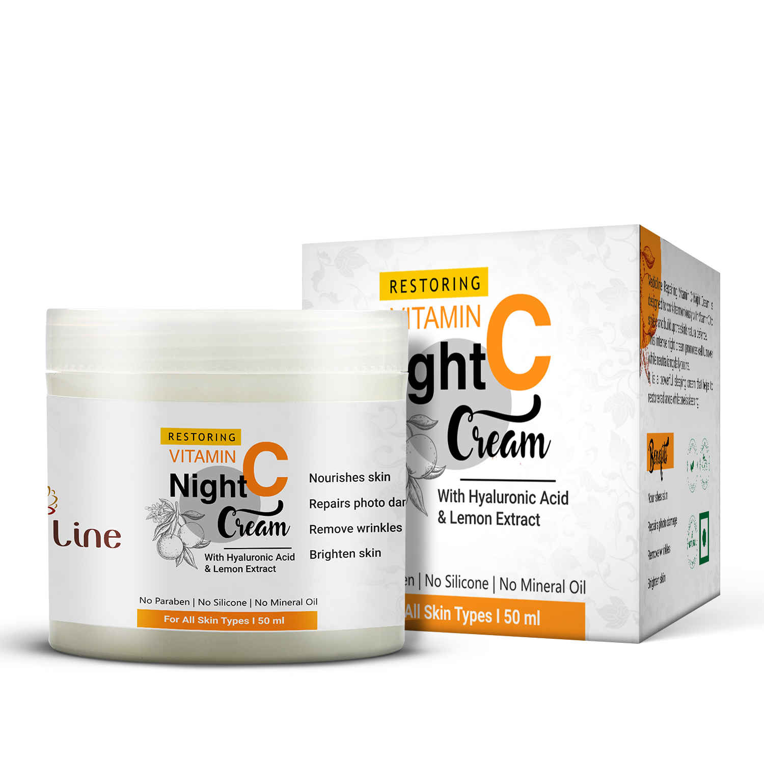 Buy Vedicline Vitamin C Night Cream, Minimize Dark Spots & Dark Circles, Pigmentation With Citrus Lemon Extract, Aloe Vera, Sweet Almond Oil For Rejuvenating Skin, 50 ml - Purplle
