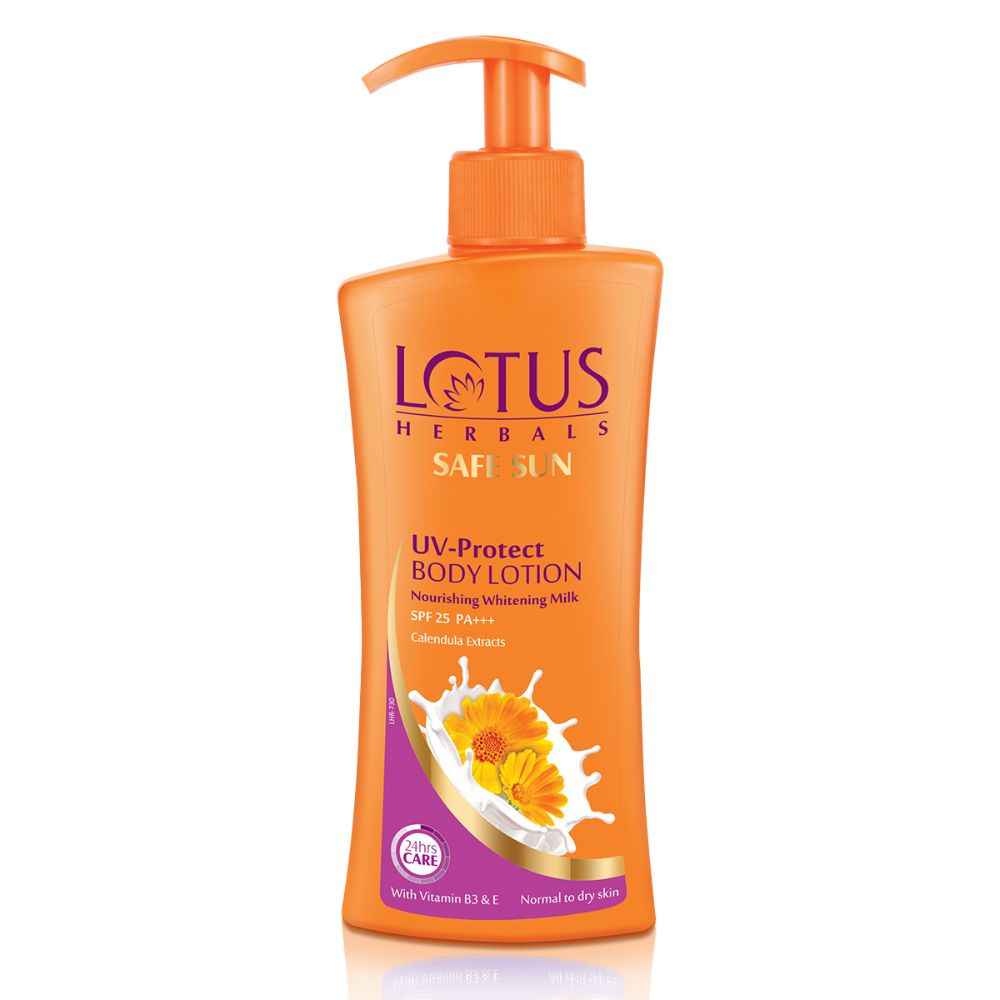 Buy Lotus Herbals Safe Sun UV Protect Body Lotion - Nourishing Whitening Milk | SPF 25 | PA+++ | 250 ml - Purplle