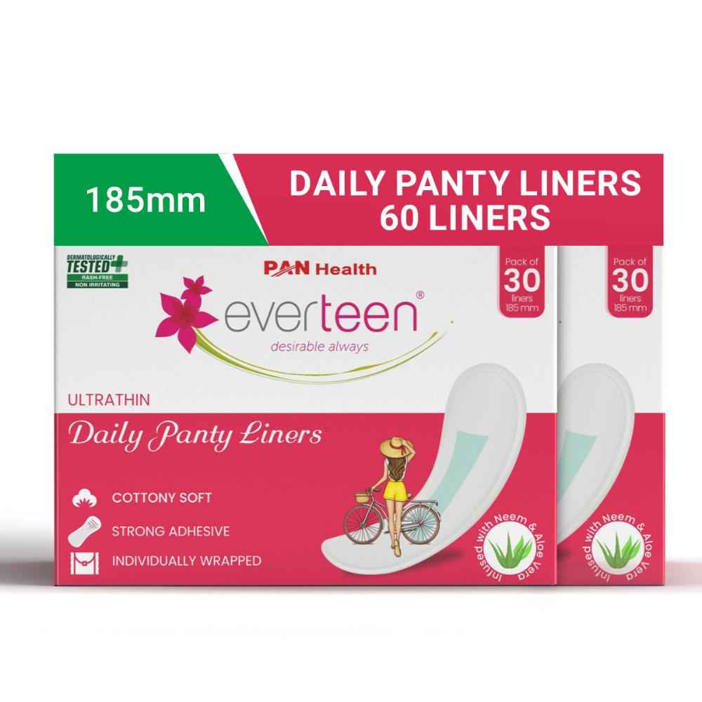 Buy everteen 100% Natural Cotton-Top Daily Panty Liners for Women - 2 Packs (30pcs each) - Purplle