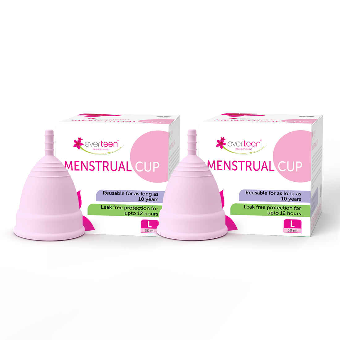 Buy everteen Large Reusable Menstrual Cup with No Leakage and Odor - Rash Free, Pack 2 (30 ml) - Purplle