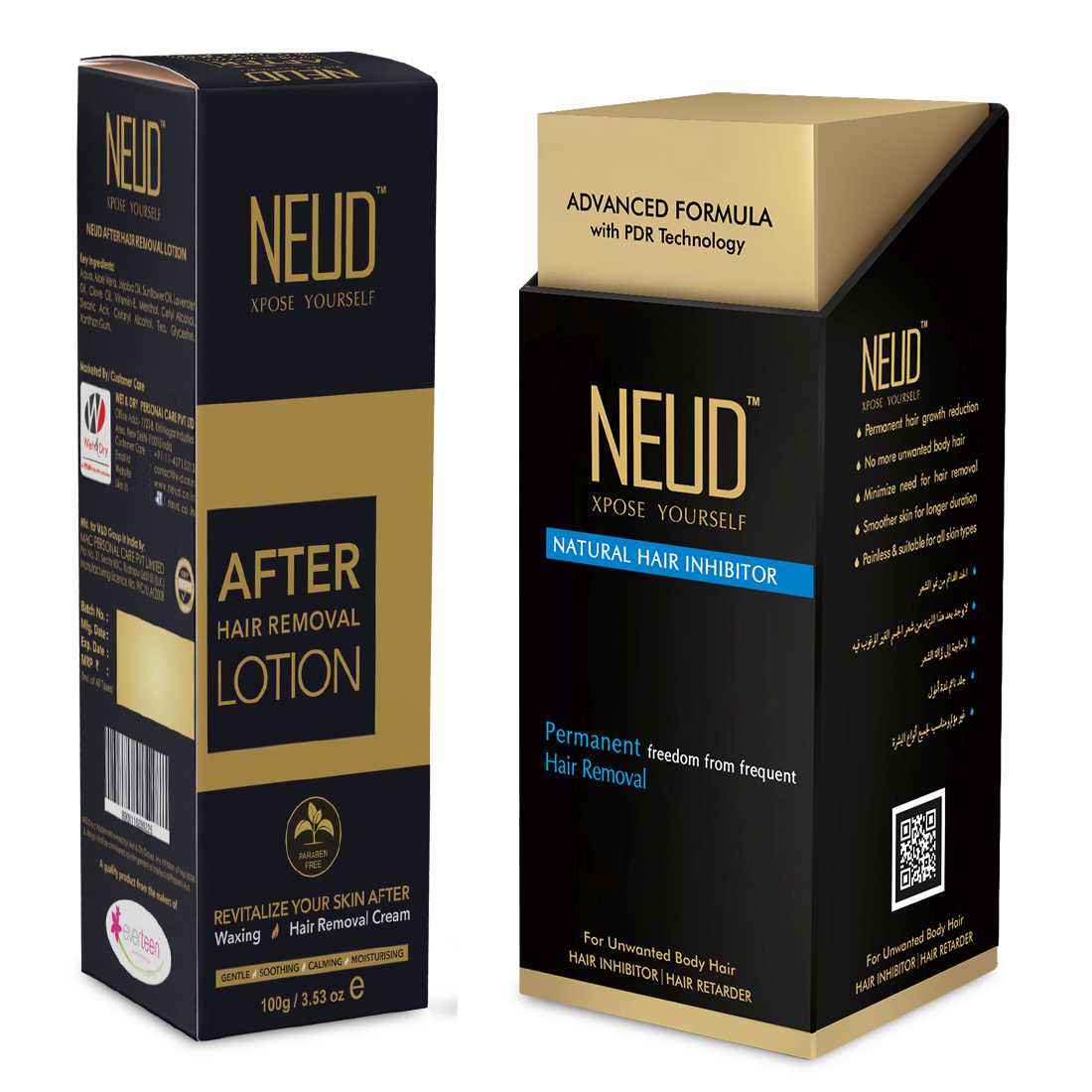 Buy NEUD Combo Natural Hair Inhibitor (80 gm) and After-Hair-Removal Lotion (100 gm) for Men and Women - Purplle