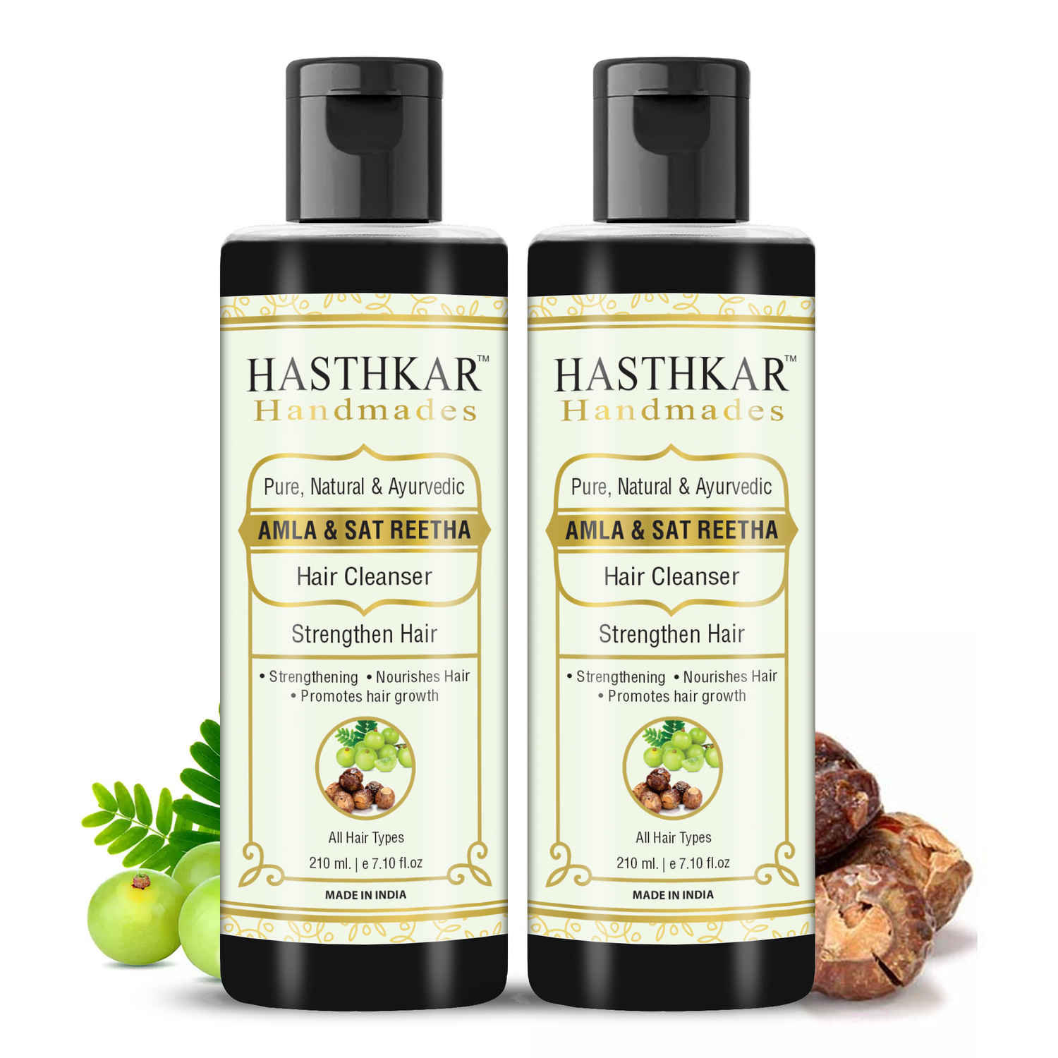 Buy Hasthkar Hamdmades Amla Sat Reetha Hair Cleanser Shampoo for Men & Women 210ml Pack of 2 - Purplle