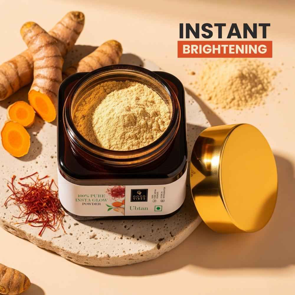 Buy Good Vibes Ubtan Insta Glow Powder | 100% Natural, No Preservatives, No Pesticides, No Parabens, No Silicones, No Sulphates, No Animal Testing (150 gm) - Purplle