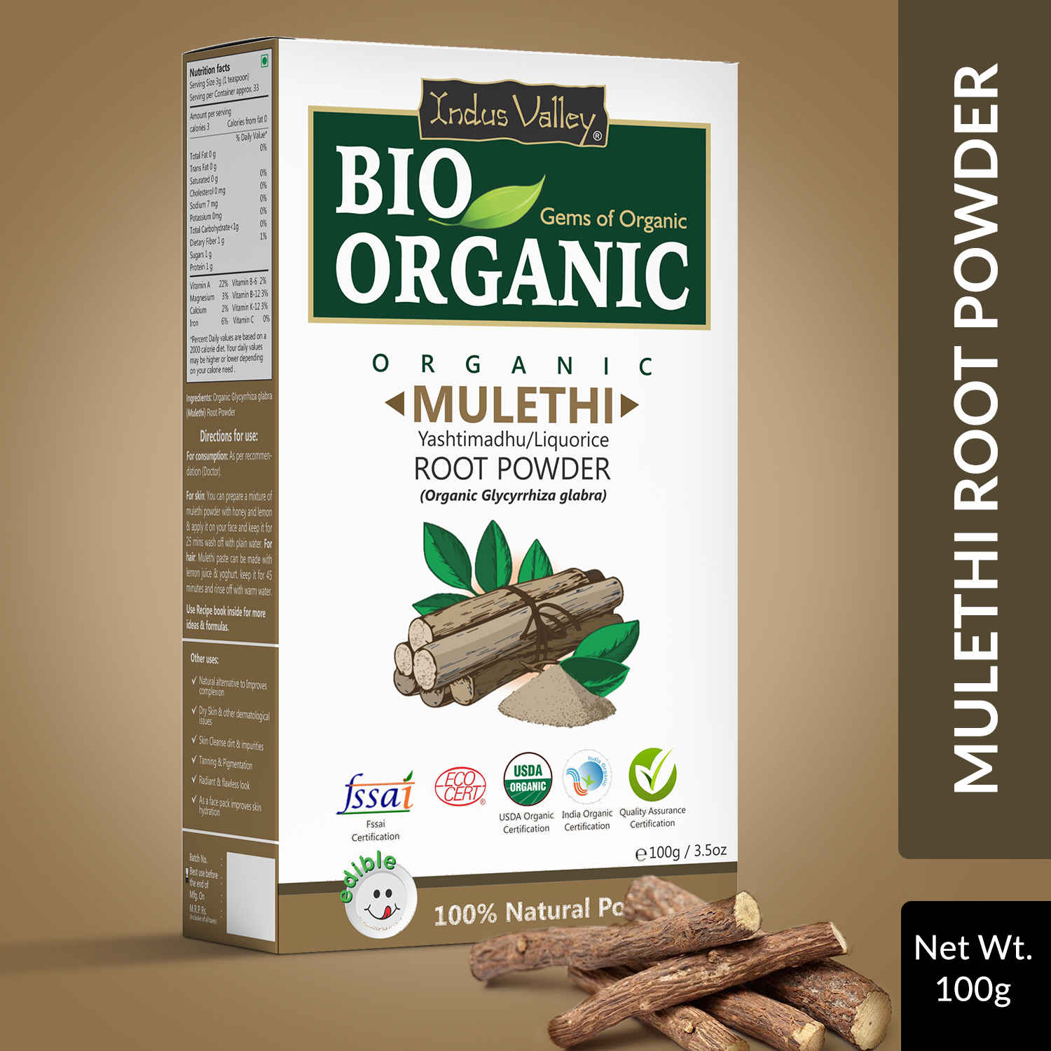 Buy Indus valley bio organic mulethi powder 100 gm - Purplle