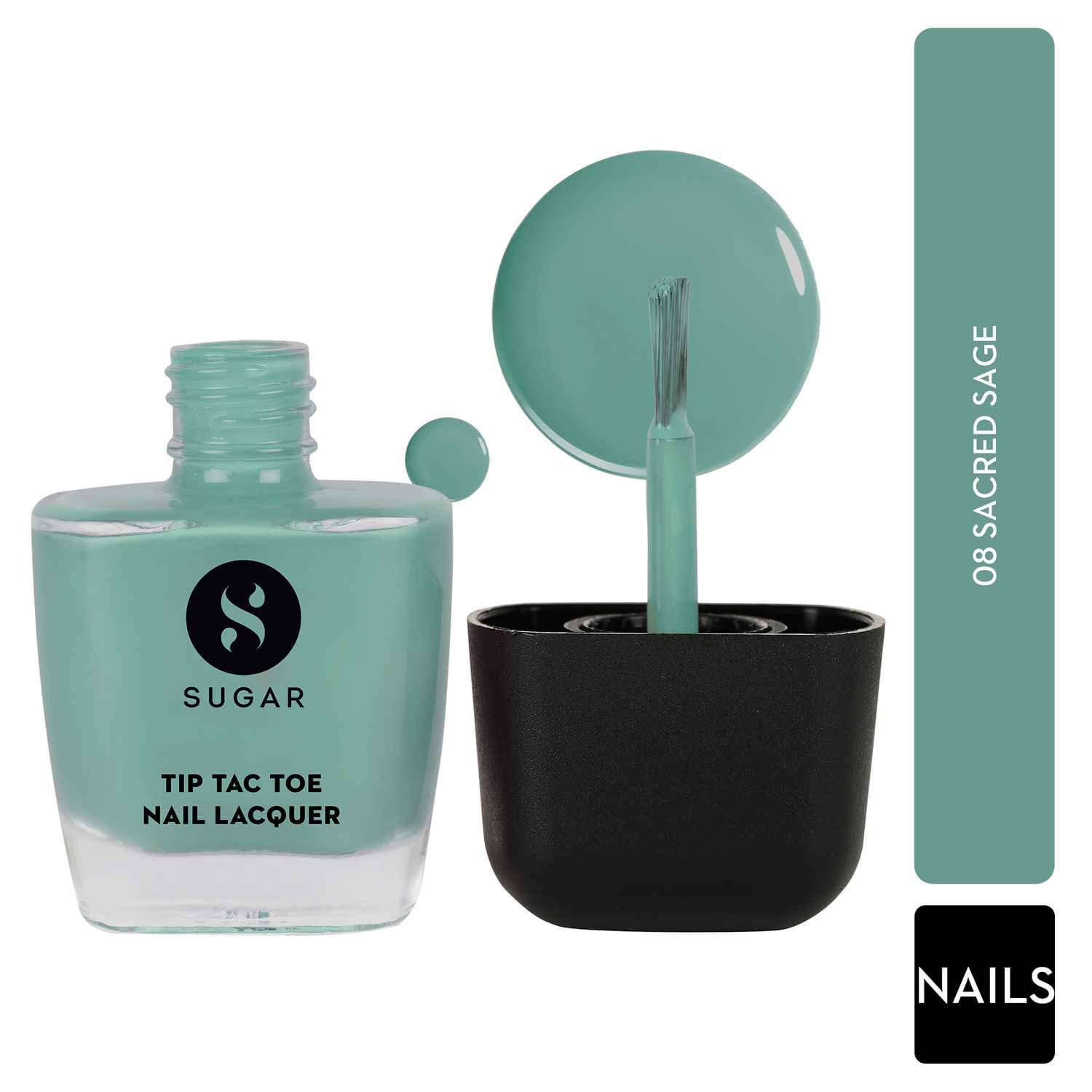 Buy SUGAR Cosmetics Tip Tac Toe Nail Lacquer Classic | Long-lasting, 100% Chip-resistant & Glossy Finish | 10ml - 08 Sacred Sage - Purplle