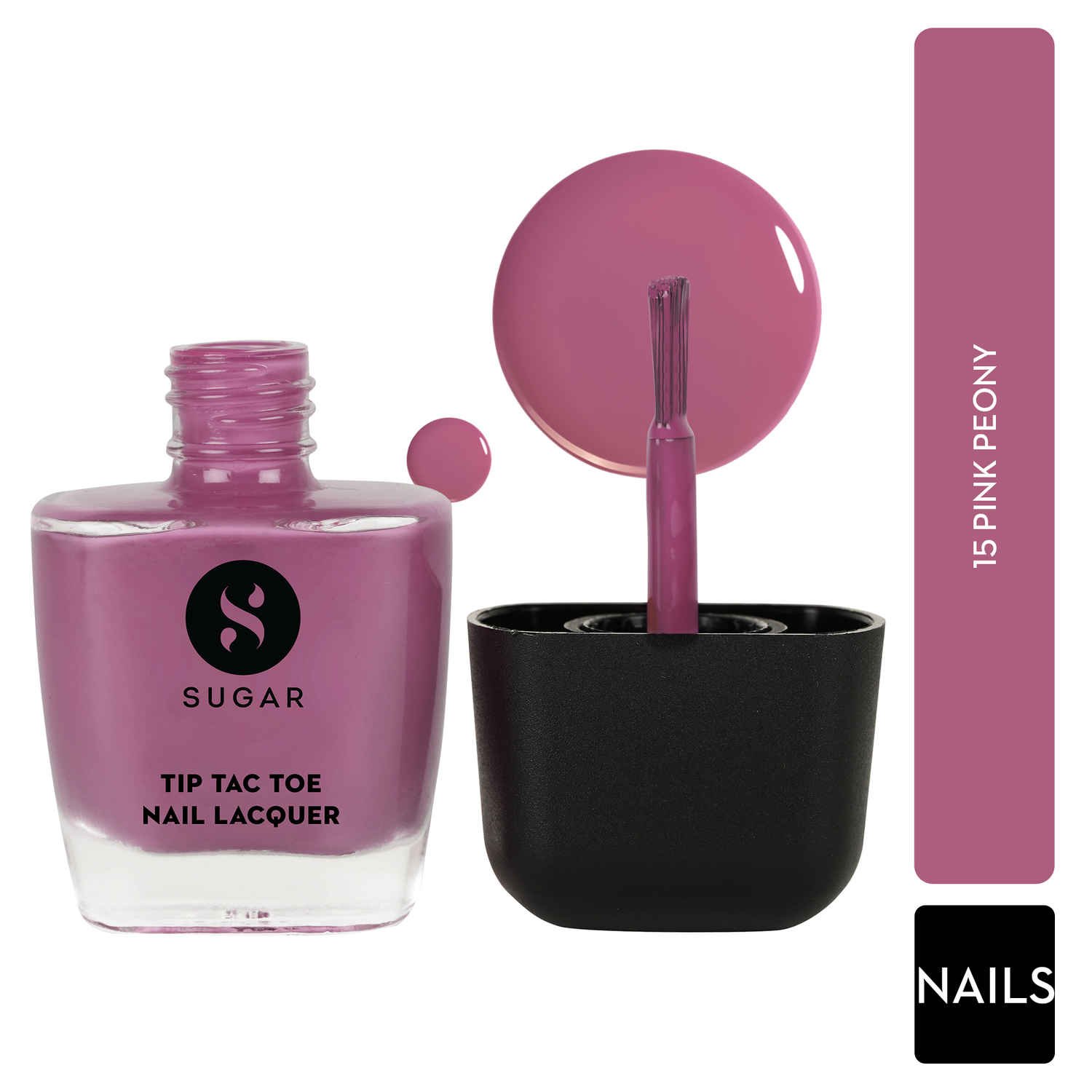 Buy SUGAR Cosmetics Tip Tac Toe Nail Lacquer Classic | Long-lasting, 100% Chip-resistant & Glossy Finish | 10ml - 15 Pink Peony - Purplle