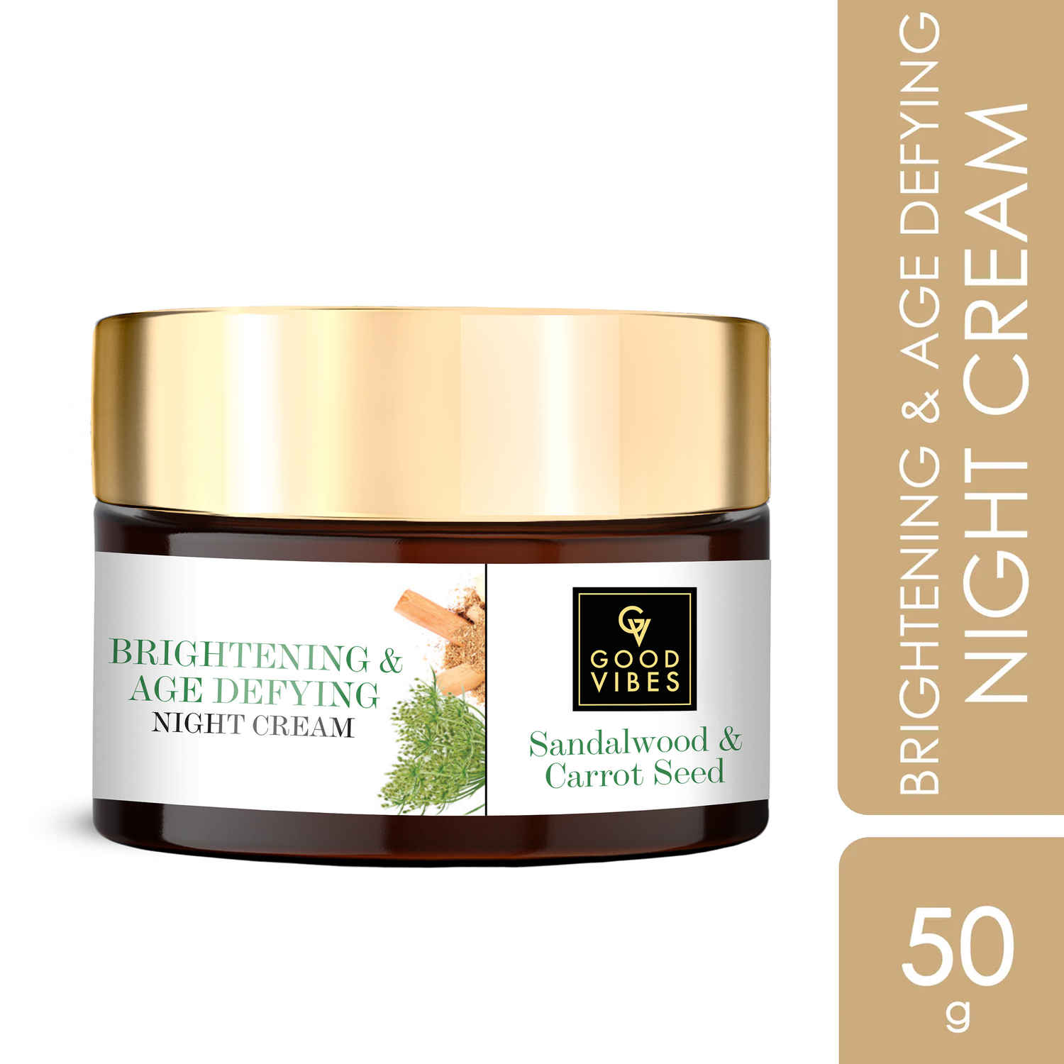 Buy Good Vibes Sandalwood + Carrot Seed Brightening + Age Defying Night Cream | Radiance | No Parabens, No Sulphates, No Mineral Oil (50 gm) - Purplle