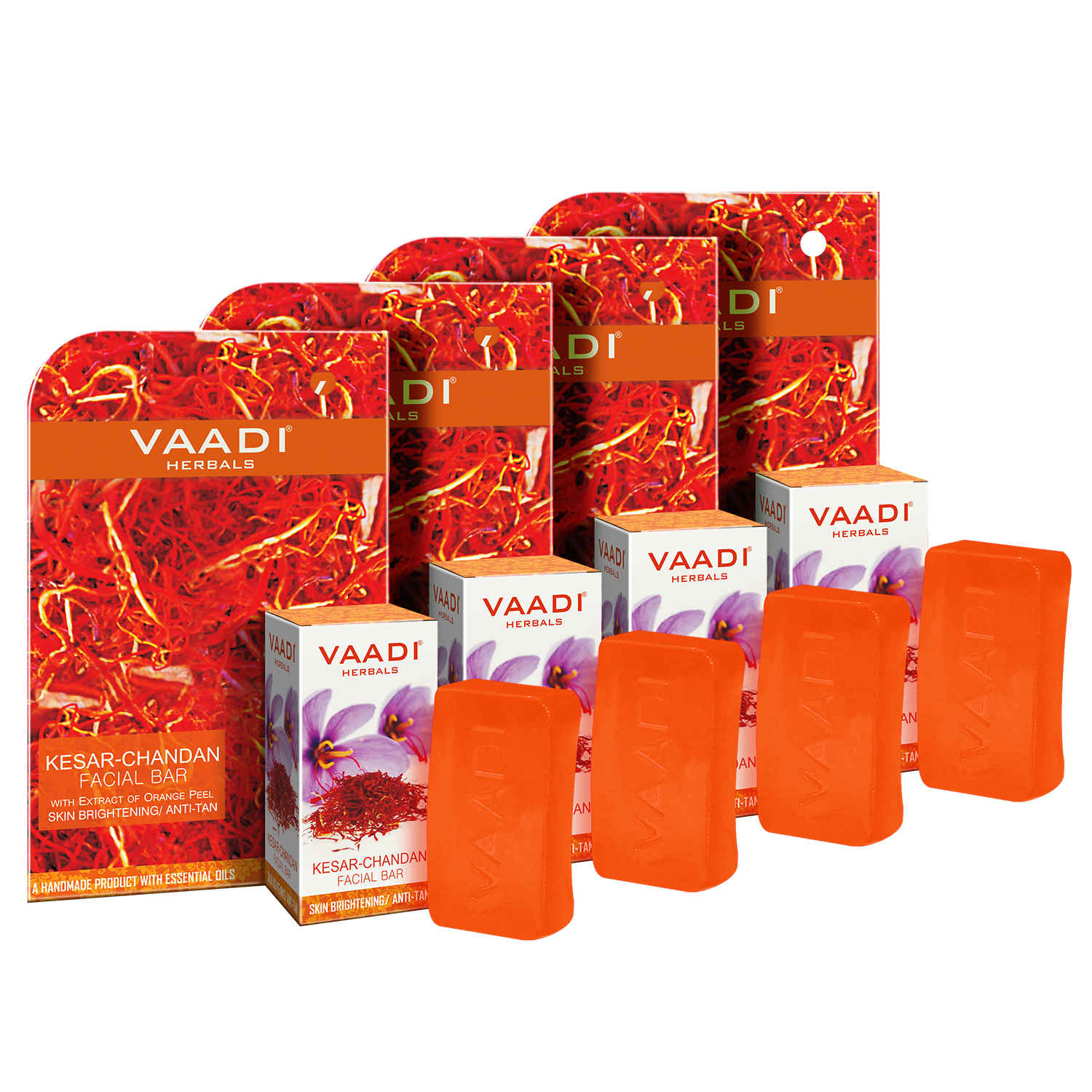 Buy Vaadi Herbals Kesar Chandan Facial Bar with Extract Orange Peel (25 g) (Pack of 4) - Purplle
