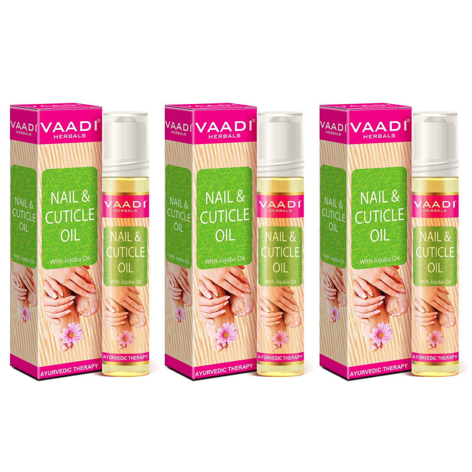 Buy Vaadi Herbals Value Pack Of 3 Nail & Cuticle Oil With Jojoba Oil (10 ml x 3) - Purplle