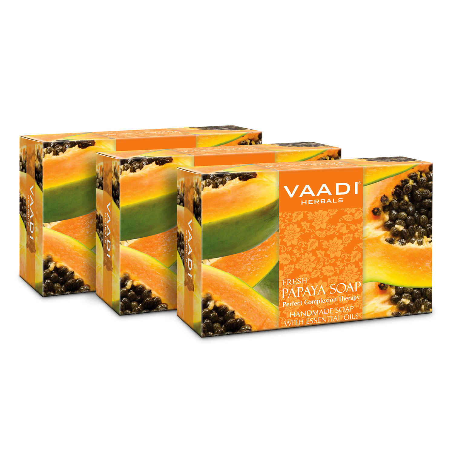 Buy Vaadi Herbals Value Pack Of 3 Fresh Papaya Soap (75 g X 3) - Purplle