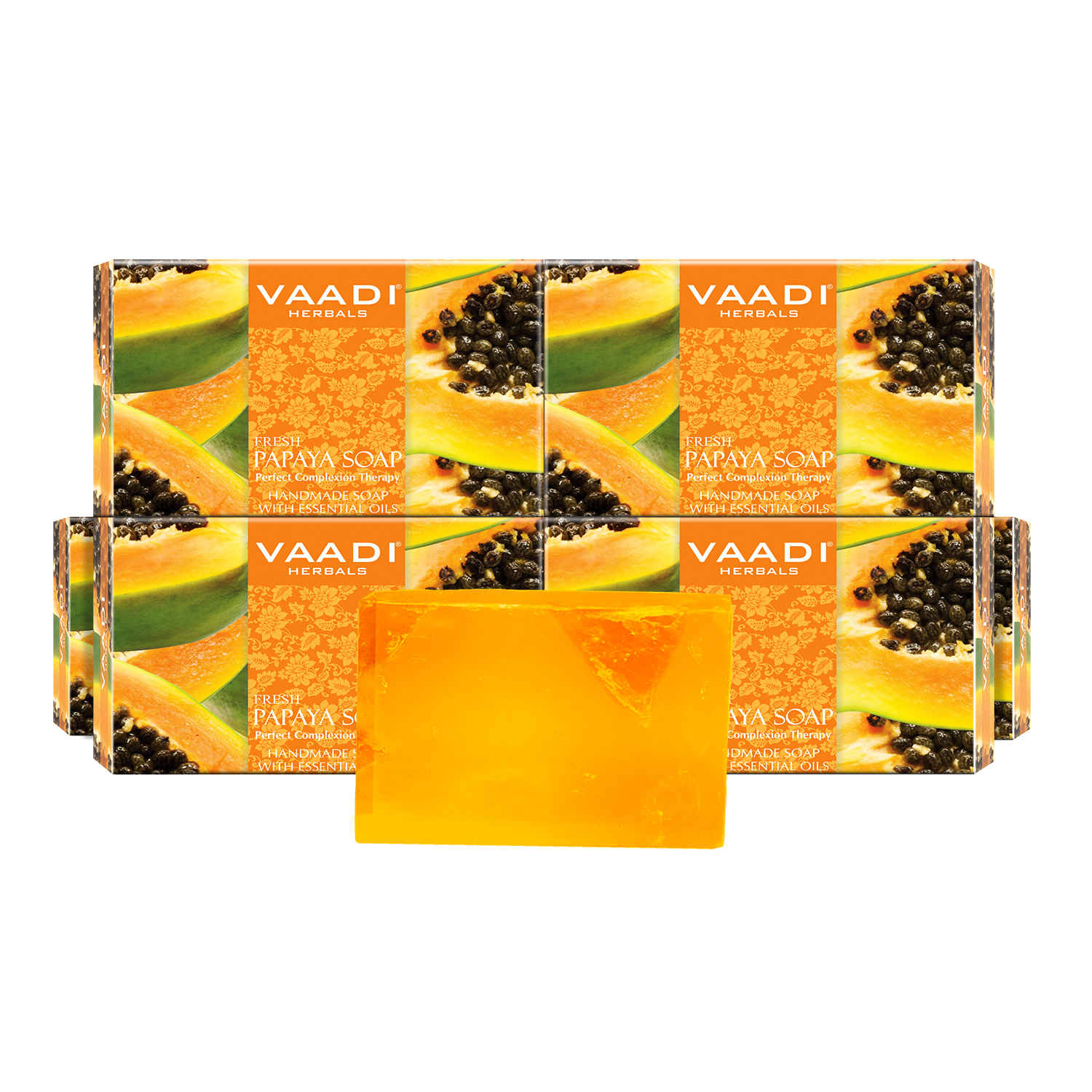 Buy Vaadi Herbals Super Value Pack Of 6 Fresh Papaya Soap (75 g X 6) - Purplle