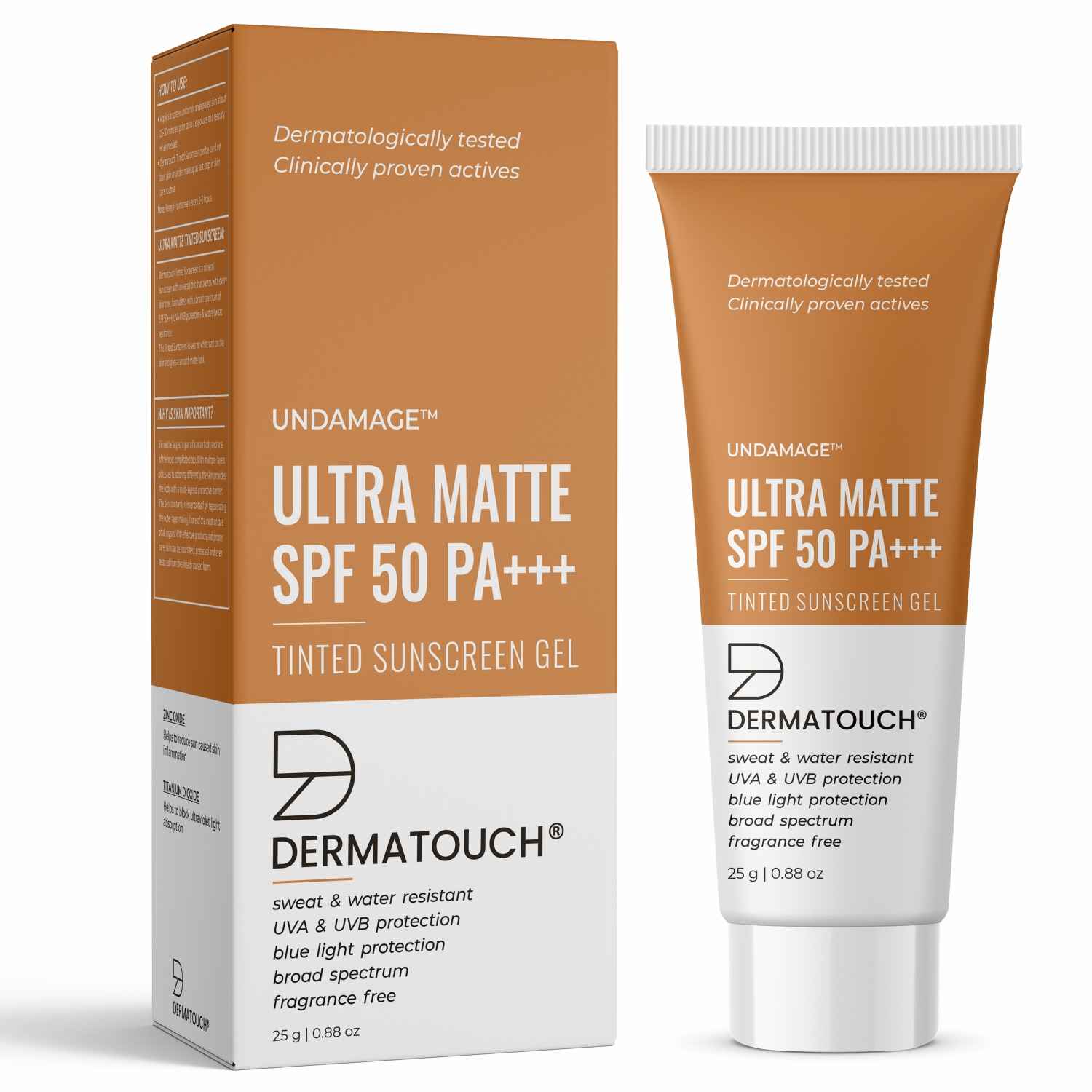 Buy DERMATOUCH Undamage Ultra Matte Tinted Sunscreen SPF 50 PA+++ | Water & Sweat Resistant | Fragrance Free | - 25G - Purplle