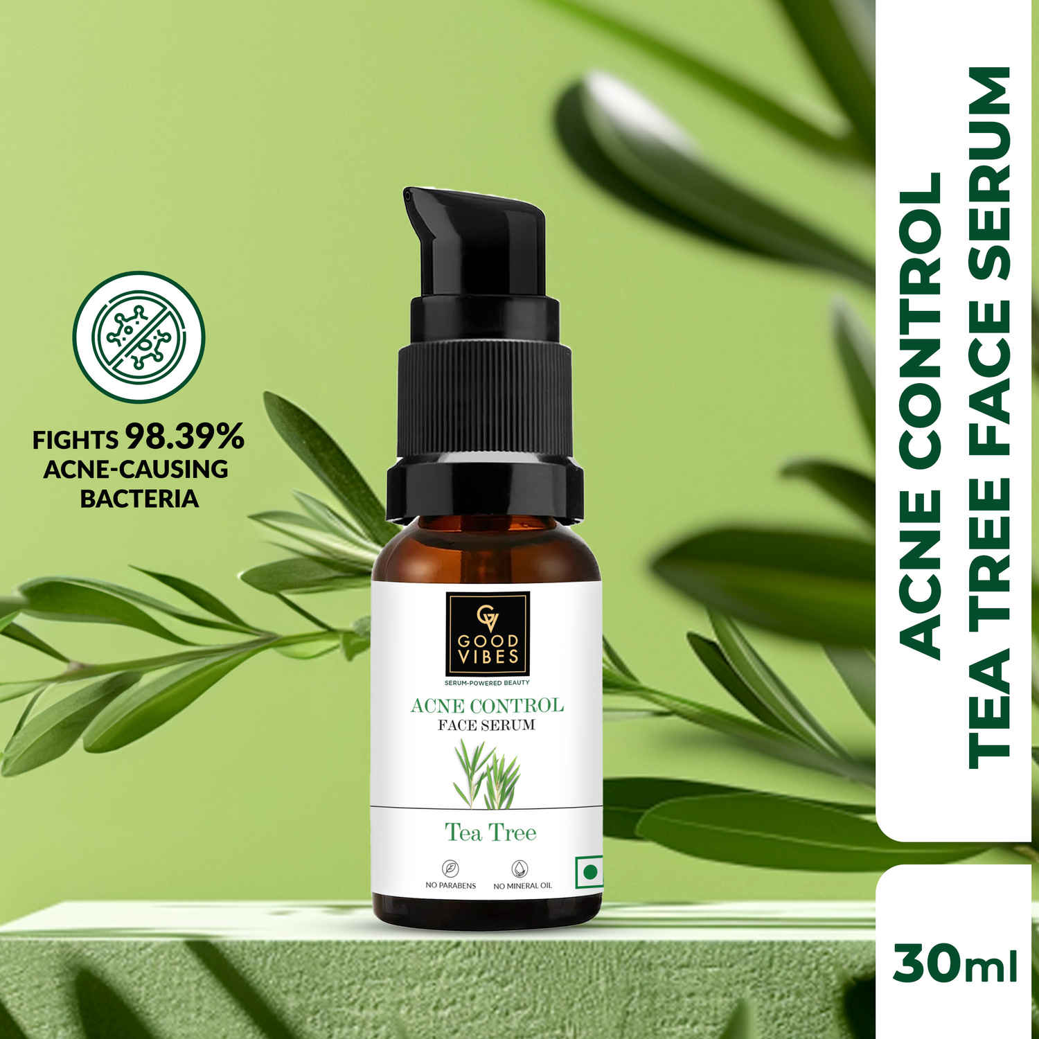 Buy Good Vibes Acne-Control Tea Tree Face Serum | Balances Oil Production | Lightweight Formula | Hydrates and Nourishes (30 ml) - Purplle