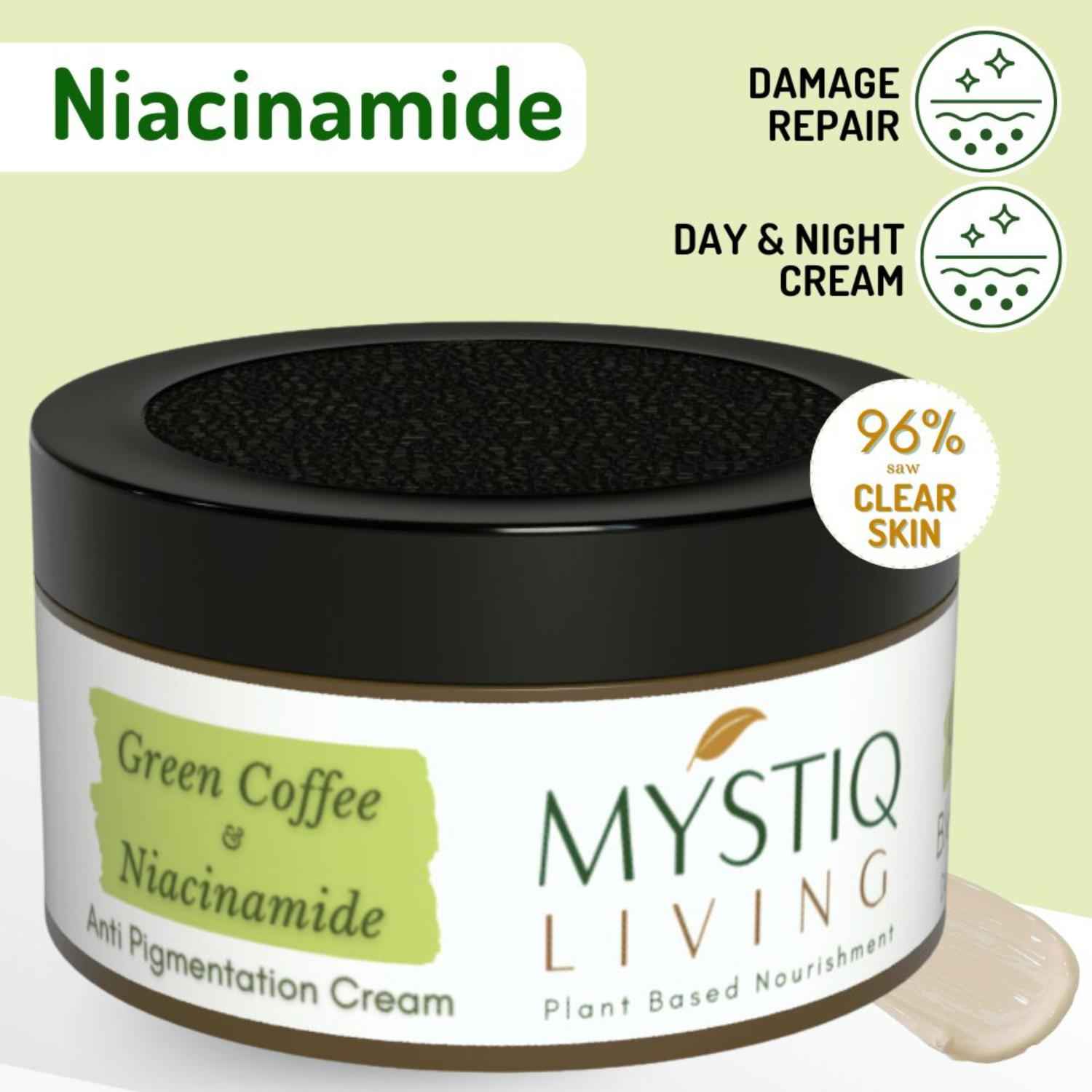 Buy Mystiq Living Anti Pigmentation Cream, Anti Blemishes Cream, Niacinamide And Kojic Acid Night Cream Green Coffee Day & Night Cream (50 gm) Dark Spots Removal Night Cream For Women & Men - Purplle