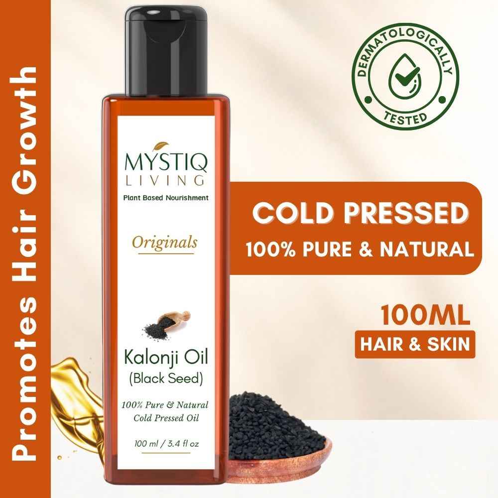 Buy Mystiq Living Kalonji Oil (100 ml) Black Seed Oil - Nigella Satival Hair Growth & Skin | kalonji Hair Oil | Cold Pressed Pure and Natural - Purplle