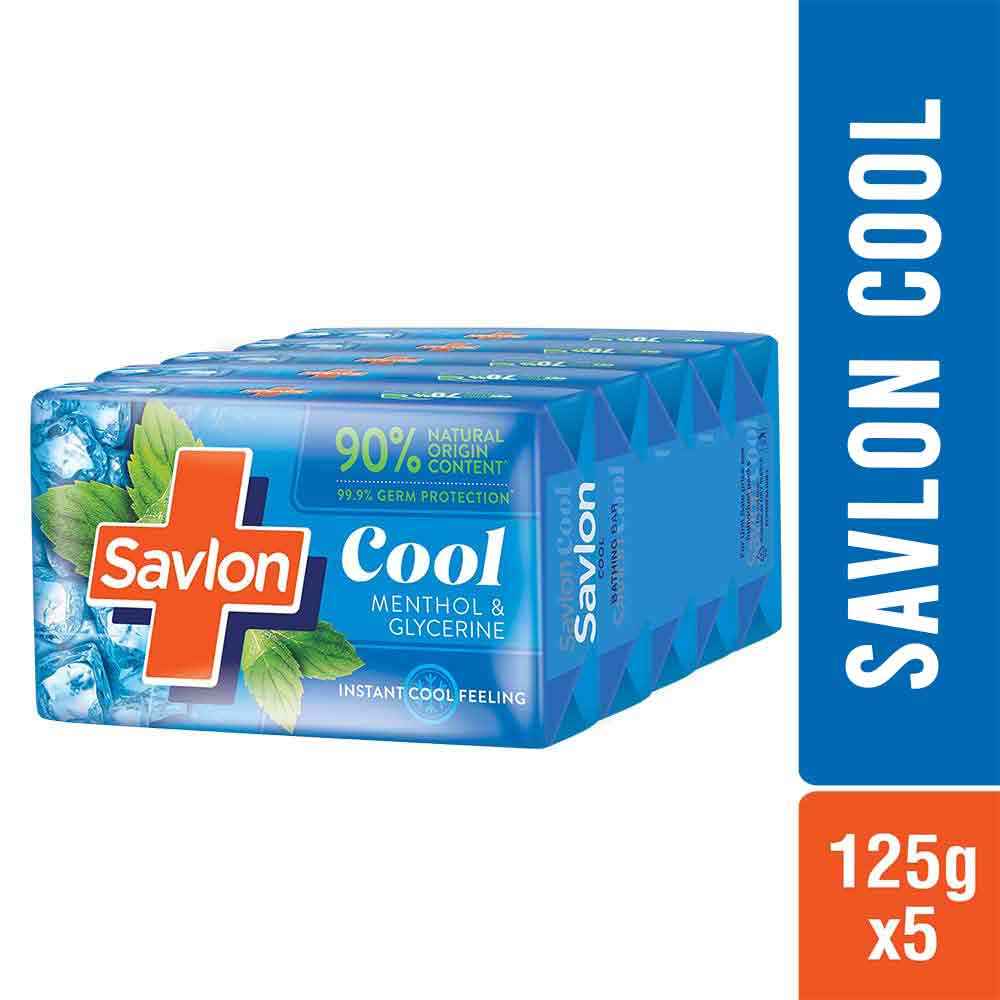 Buy Savlon Cool Soap, with Menthol & Glycerin, 625g (125g - Combo Pack of 5), For All Skin Types - Purplle