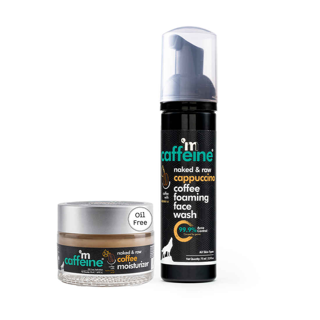 Buy mCaffeine Cappuccino Coffee Foaming Face Wash & Oil-Free Coffee Moisturizer Duo, Combo of 2 - Purplle