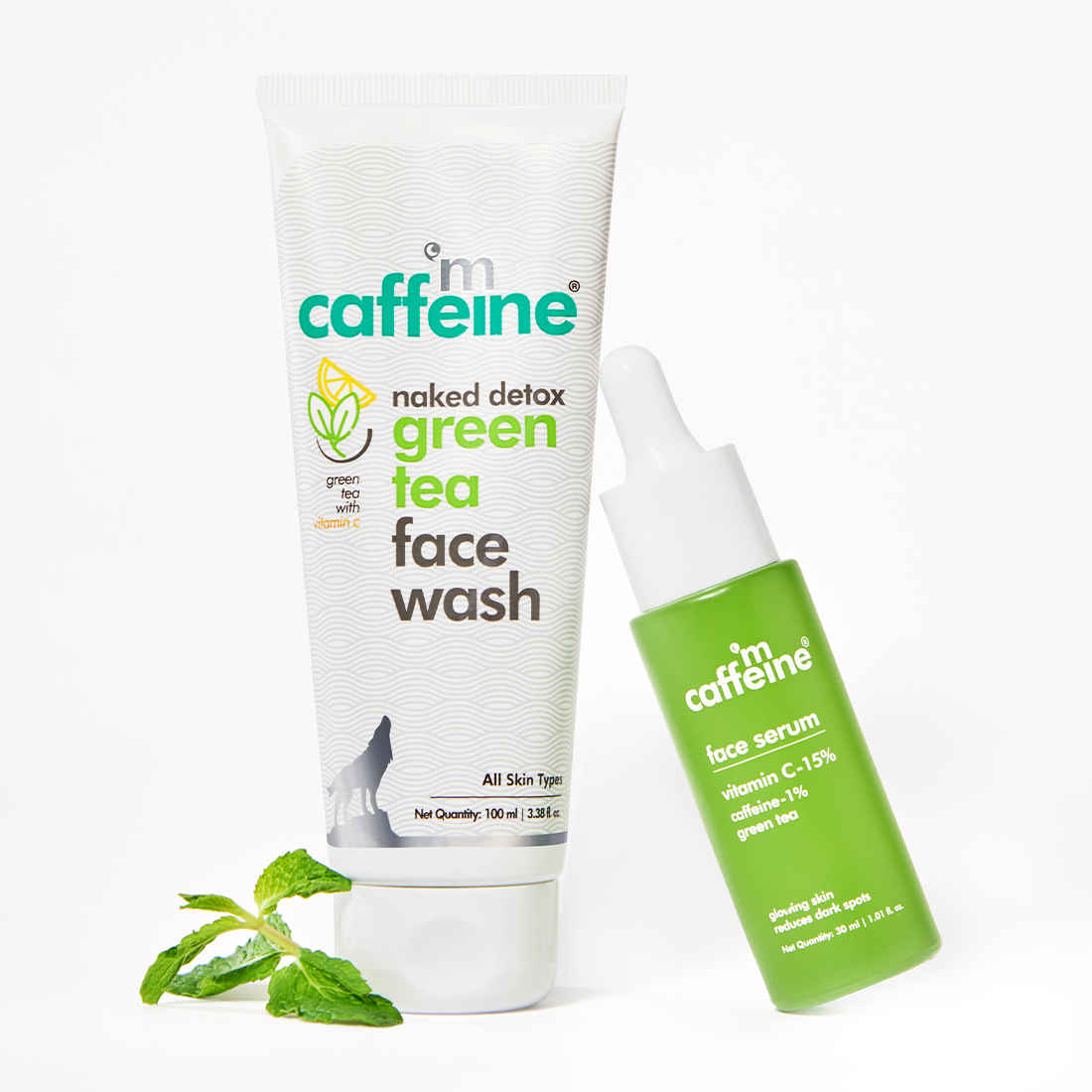 Buy mCaffeine Green Tea & Vitamin C Daily Face Glow Duo, Combo of 2 - Purplle