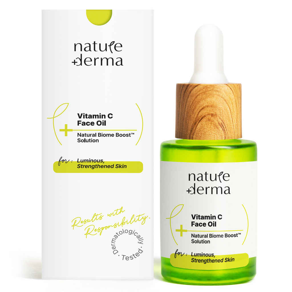 Buy Nature Derma Vitamin C Face Oil With Natural Biome-Boosta„¢ Solution for Luminous, Strengthened Skin 30ml - Purplle