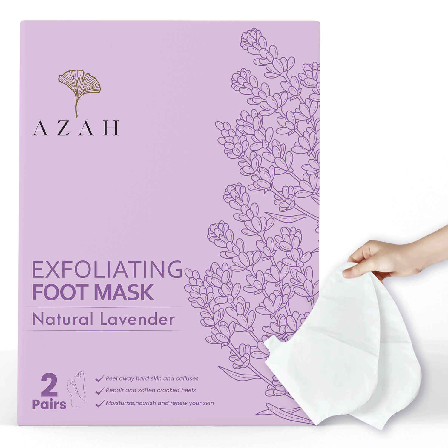 Buy Azah Exfoliating Foot Mask | Peeling Mask for Cracked Feet | Dead Skin Remover |Pack of 2 | Lavender - Purplle