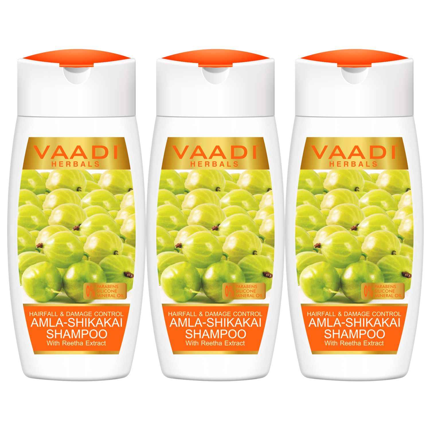 Buy Vaadi Herbals Amla Shikakai Hairfall & Damage Control Shampoo (110 ml x 3) (Pack of 3 ) - Purplle