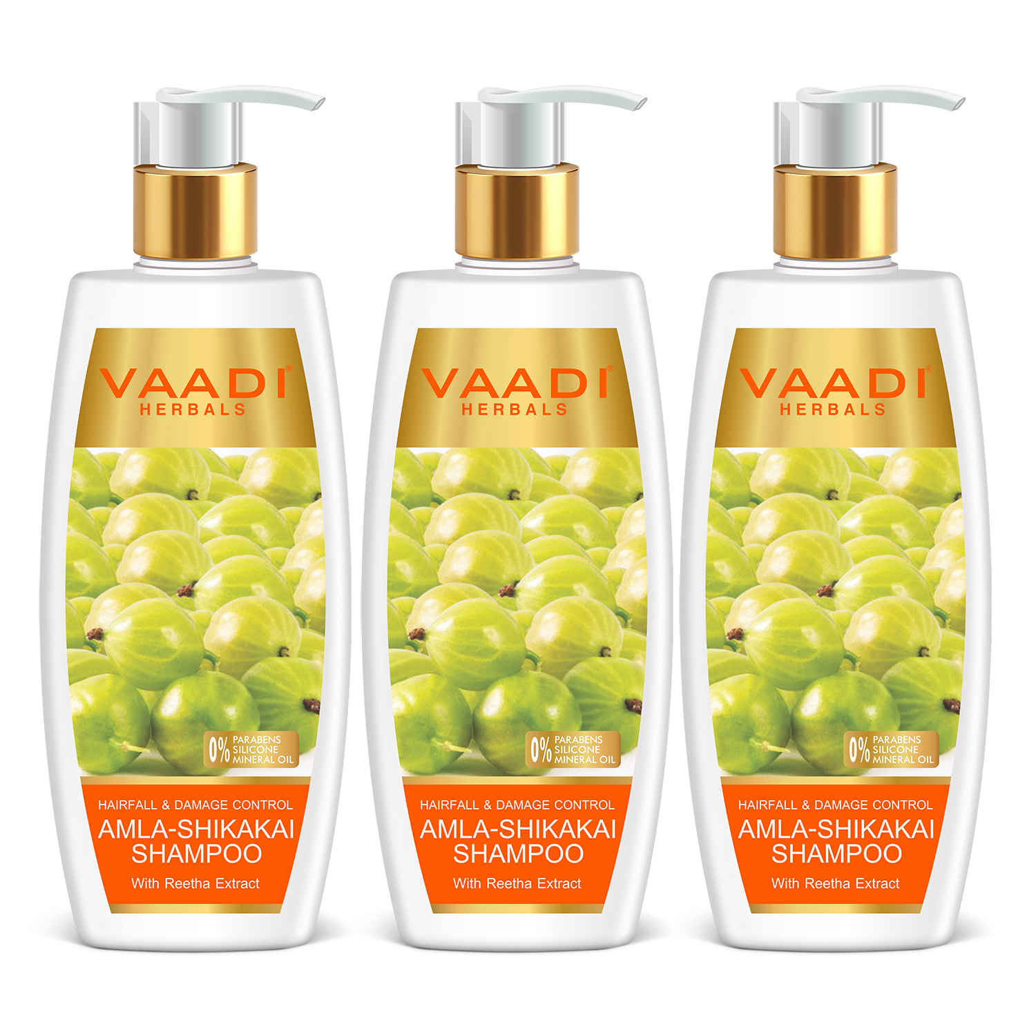 Buy Vaadi Herbals Value Pack of 3 Amla Shikakai Shampoo - Hairfall & Damage Control (350 ml X 3) - Purplle