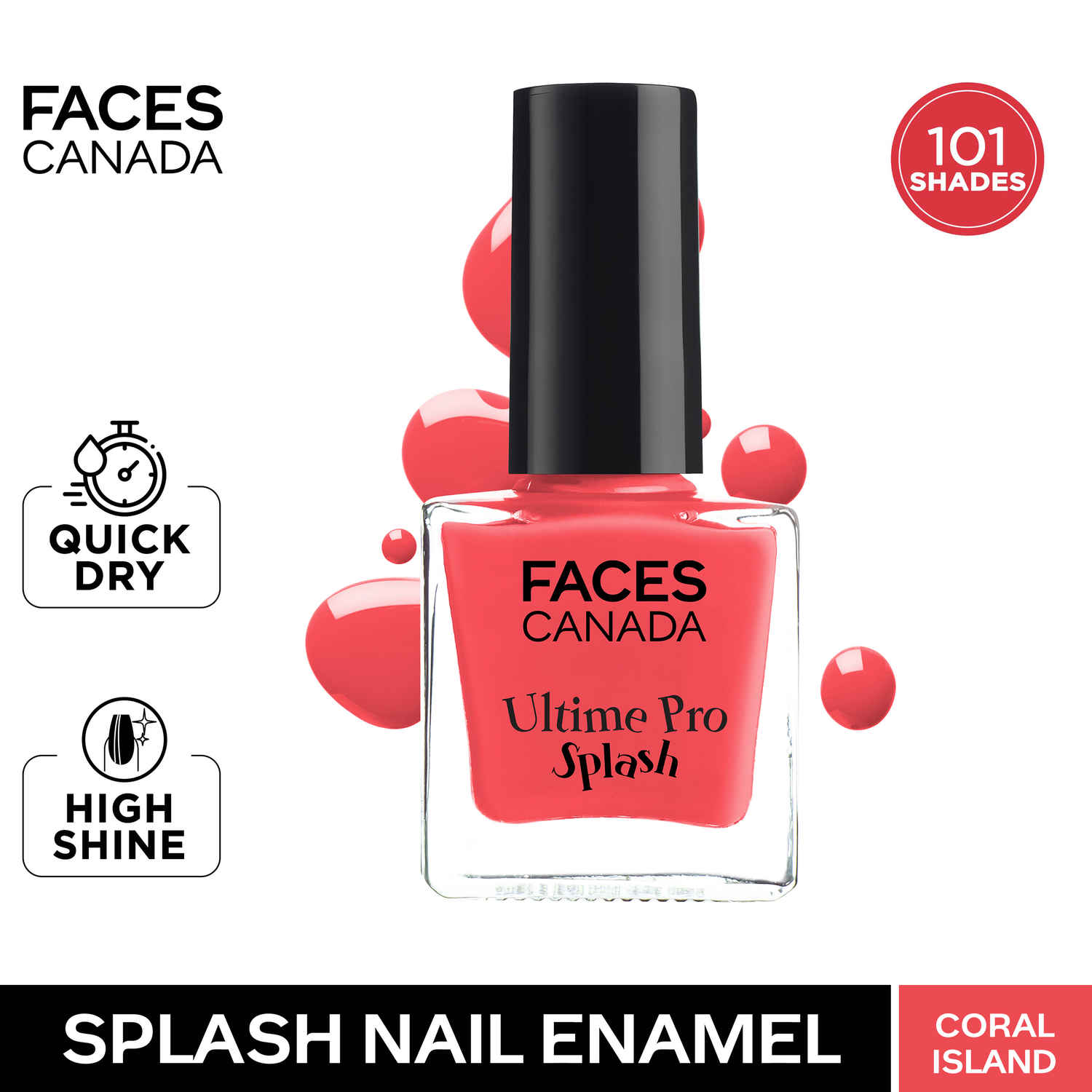 Buy FACES CANADA Ultime Pro Splash Nail Enamel - Coral Island 62 (8 ml) | Quick Drying | Glossy Finish | Long Lasting | No Chip Formula | High Shine Nail Polish For Women | No Harmful Chemicals - Purplle