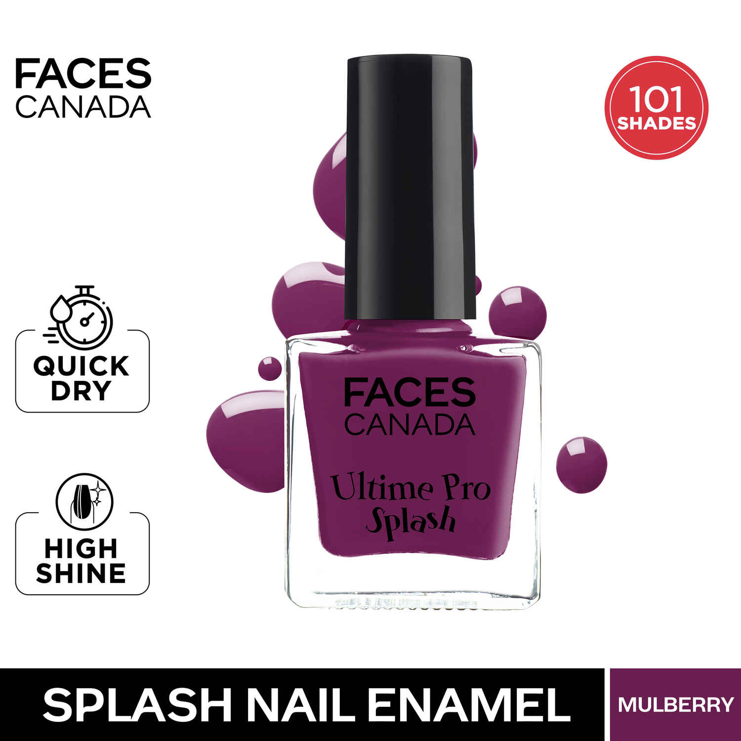 Buy FACES CANADA Ultime Pro Splash Nail Enamel - Mulberry 134 (8 ml) | Quick Drying | Glossy Finish | Long Lasting | No Chip Formula | High Shine Nail Polish For Women | No Harmful Chemicals - Purplle