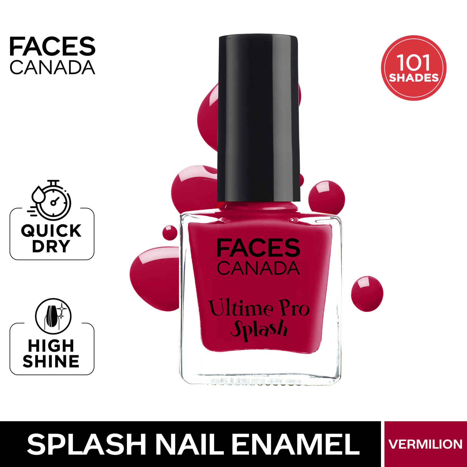 Buy FACES CANADA Ultime Pro Splash Nail Enamel - Vermilion 138 (8 ml) | Quick Drying | Glossy Finish | Long Lasting | No Chip Formula | High Shine Nail Polish For Women | No Harmful Chemicals - Purplle