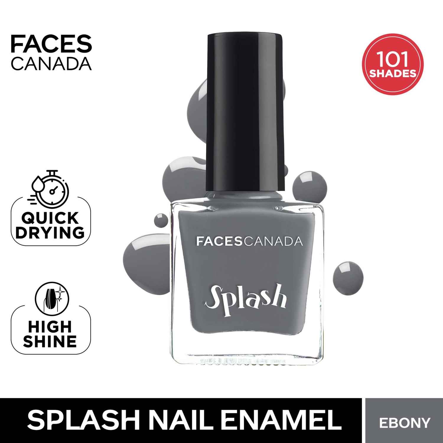 Buy FACES CANADA Ultime Pro Splash Nail Enamel - Ebony 142 (8 ml) | Quick Drying | Glossy Finish | Long Lasting | No Chip Formula | High Shine Nail Polish For Women | No Harmful Chemicals - Purplle