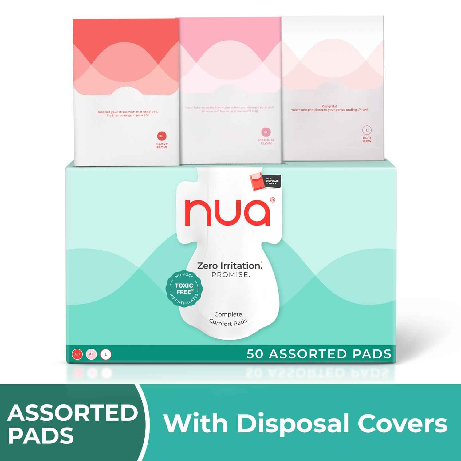 Buy Nua Complete Comfort Assorted Pads - (with Disposal Covers) - Pack of 50 - Purplle