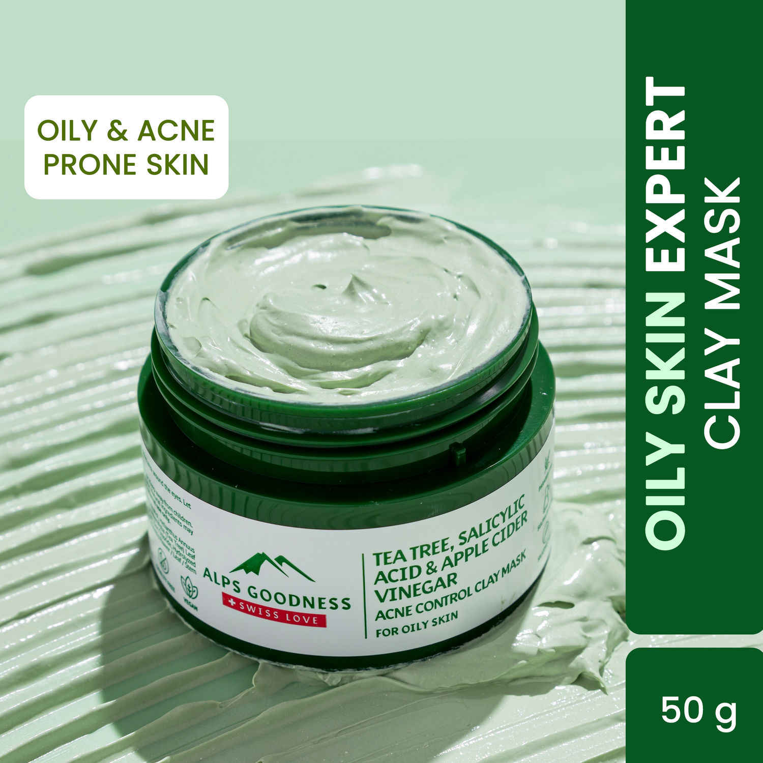 Buy Alps Goodness Acne Control French Green Clay Mask for Oily Skin with Tea Tree Apple Cider Vinegar & Salicylic Acid (50 gm) | Acne Control Clay Mask| Acne Control Mask| Salicylic Acid Mask - Purplle