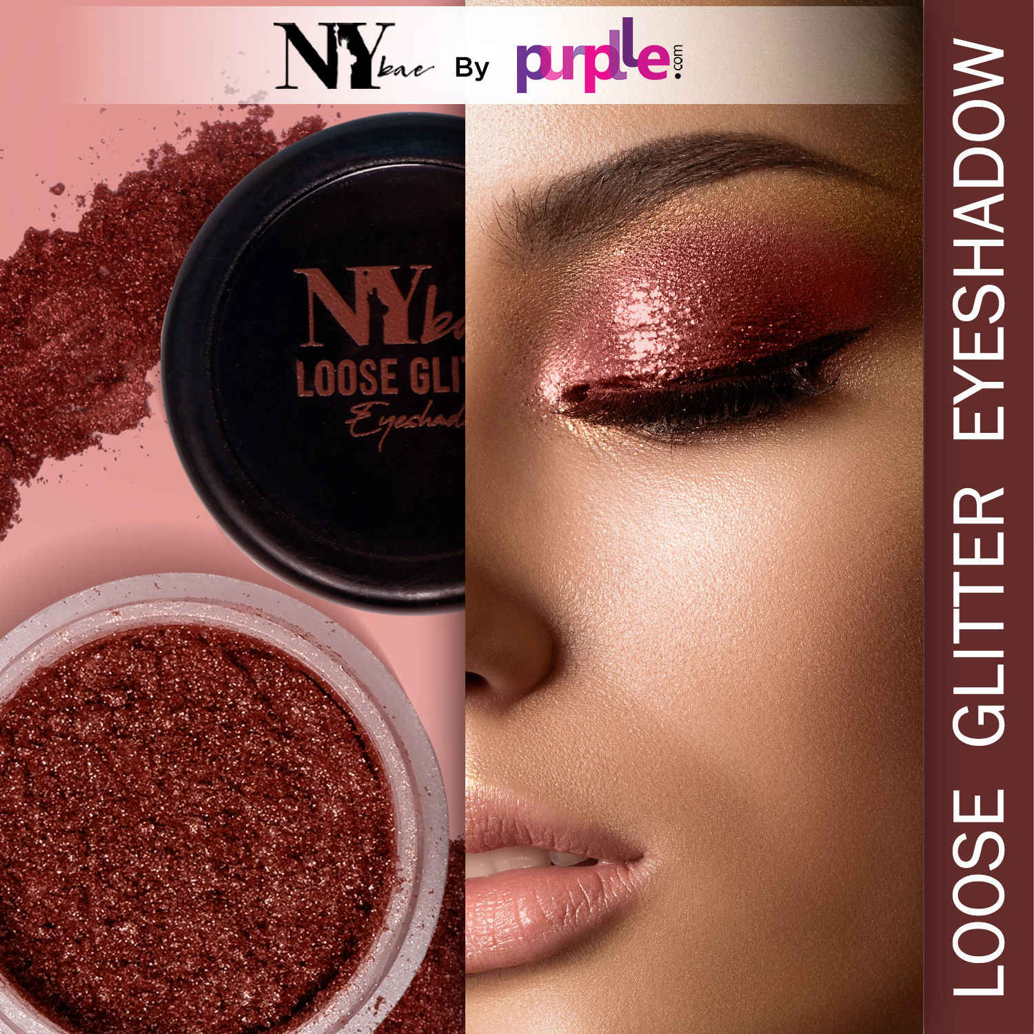 Buy NY Bae Loose Glitter Eyeshadow - Rose Gold 08 (2 gm) | Loaded With Oils & Fruit Extract | Rich Colour | Long lasting | Easy To Use | Cruelty Free - Purplle