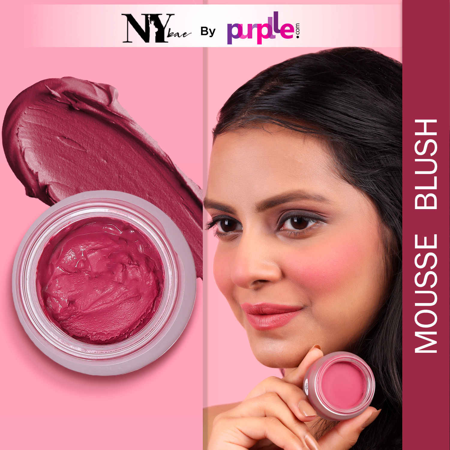 Buy NY Bae Mousse Blush - Mulberry Bud 04 (10 gm) | Maroon | Natural Matte Finish | Satin Soft | Highly Pigmented | Lightweight | Super Blendable - Purplle