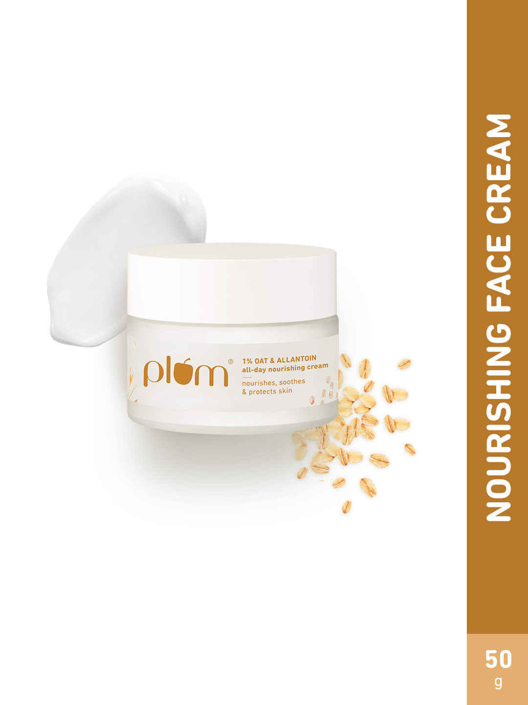 Buy Plum 1% Oat & Allantoin All-day Nourishing Cream | with Vitamin E & B5 | Nourishes Skin | Soothes Inflamed Skin | Strengthens Skin Barrier | Moisturizing | 100% Vegan | 50 gm - Purplle