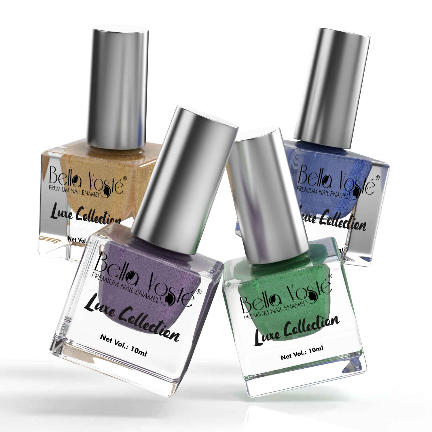 Buy Bella Voste Professional Sand Holographic Nail Polish COMBO of 4 pcs (Dusty Denim blue , Aquamarine green , Peach Gold, Vibrant royal blue) , Glam & Vibrant Colors with Shimmers - Purplle