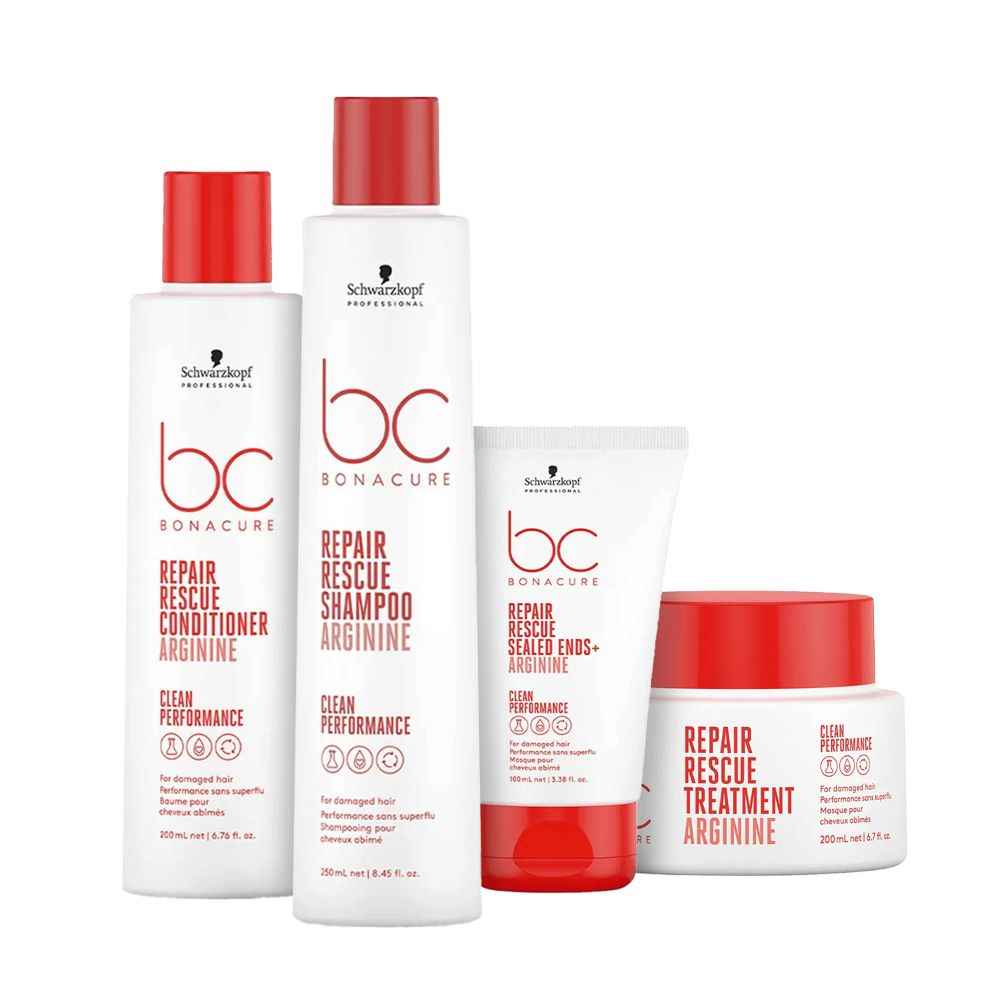 Buy Schwarzkopf Professional Bonacure Repair Rescue with Arginine Shampoo + Conditioner + Mask + Serum Combo (250 ml + 200 ml+ 200 ml + 100 ml) - Purplle