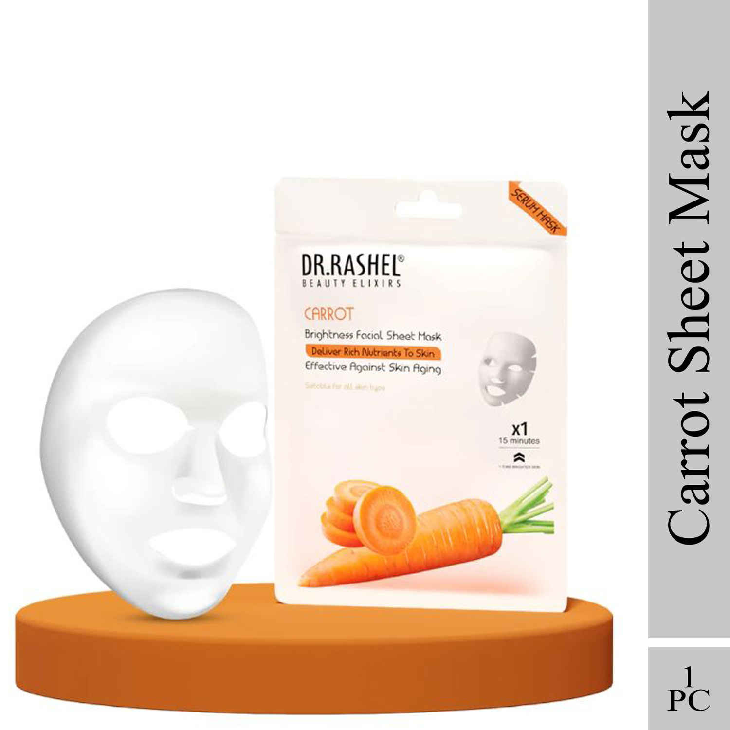 Buy Dr.Rashel Carrot Brighteness Facial Sheet Mask Suitable For All Skin Type 1 Pc - Purplle