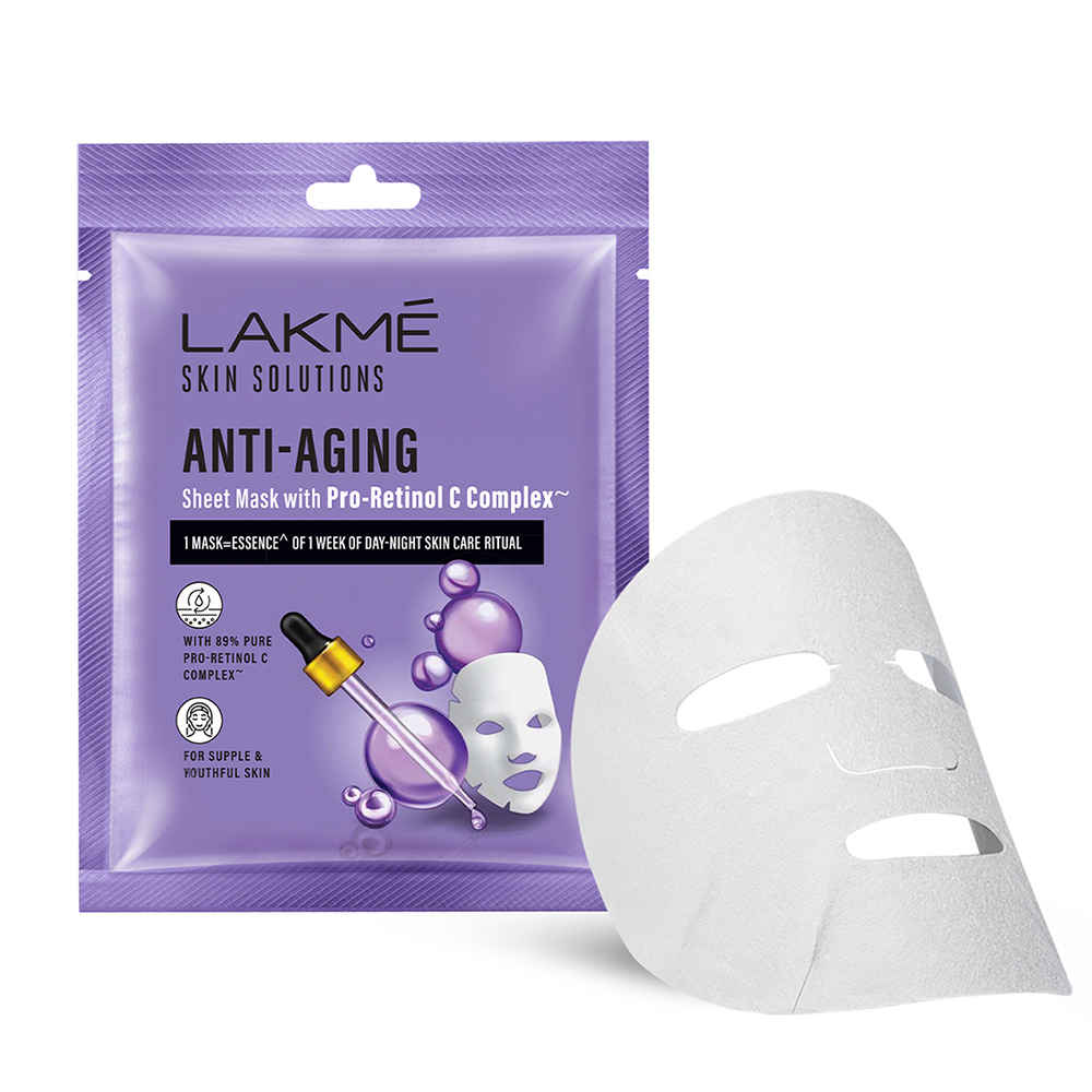 Buy Lakme Solutions Sheet Mask Anti-Aging with Pro Retinol C Complex~ 25ml - Purplle