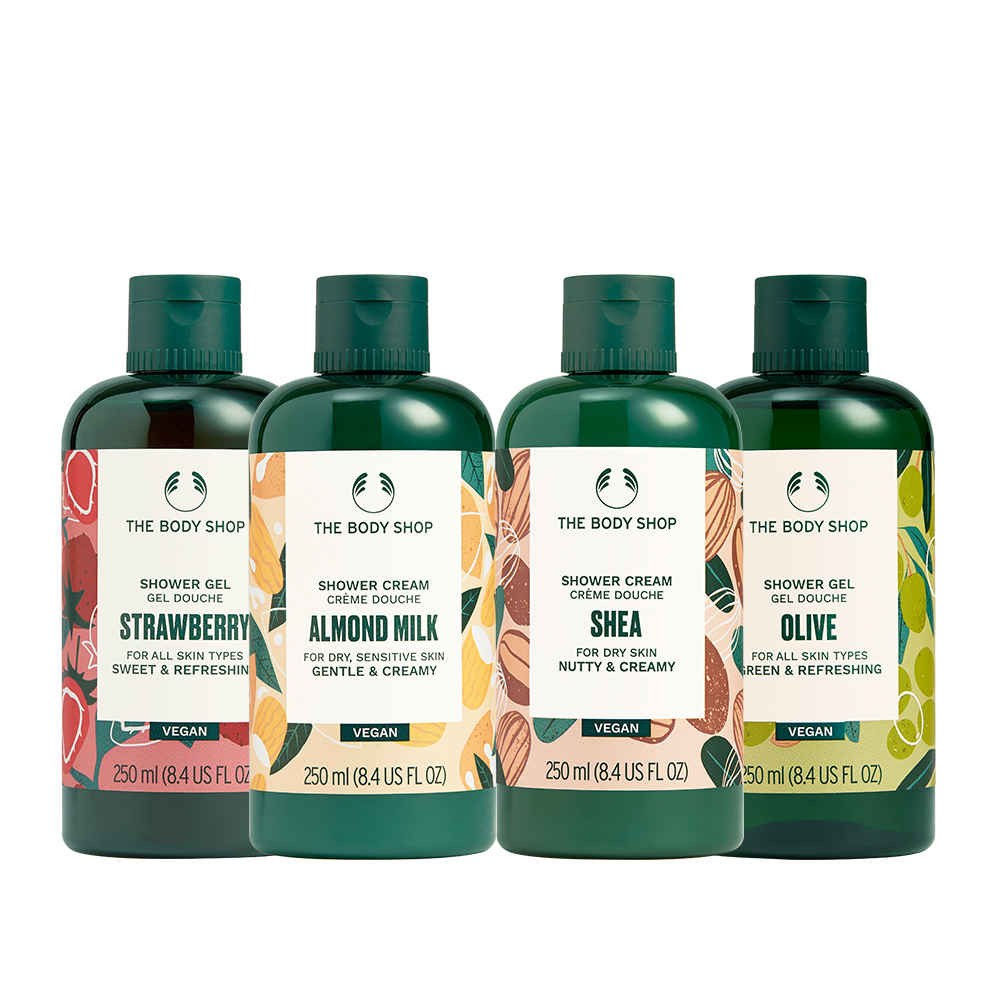 Buy The Body Shop Shower Cream Combo | Strawberry, Almod Milk, Shea and Olive (250 ml x 4) - Purplle