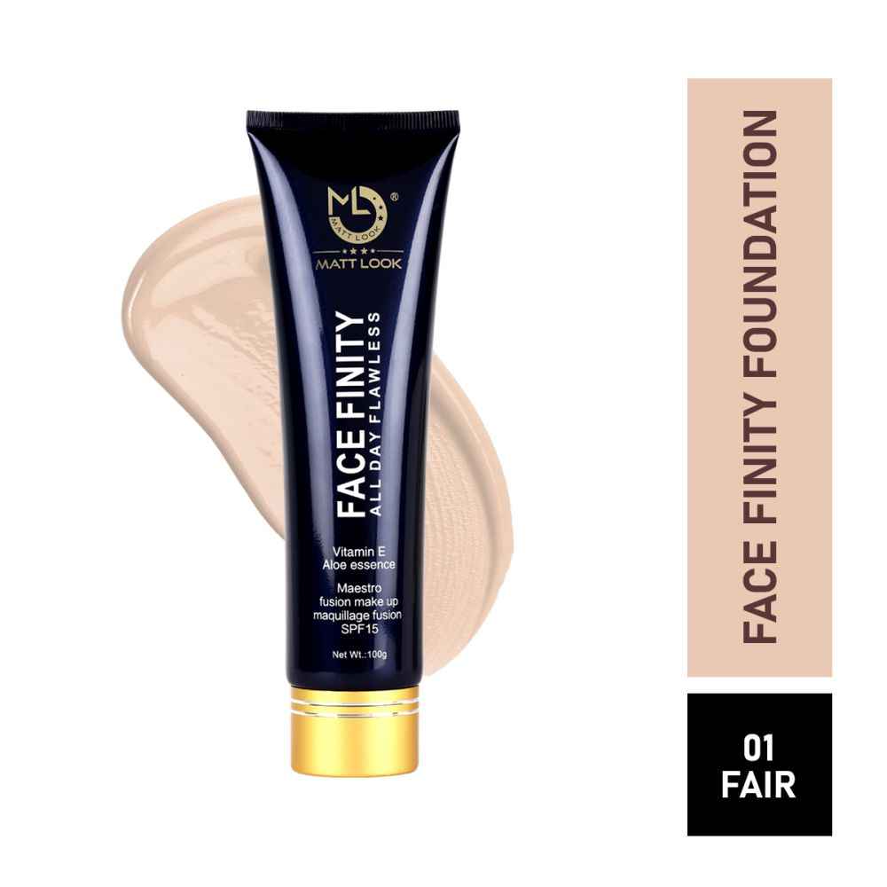 Buy Matt look Face Finity All Day Flowless, Vitamin E Aloe Essence, Maestro Fusion Make up Maquillage fusion, Face Makeup Foundation, SPF15, Fair (100gm) - Purplle