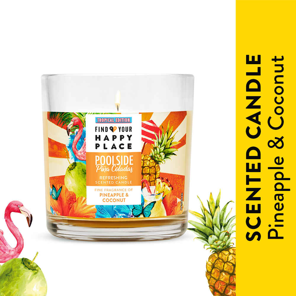 Buy Find Your Happy Place - Poolside Pina Coladas Scented Candle Pineapple & Coconut 200g - Purplle