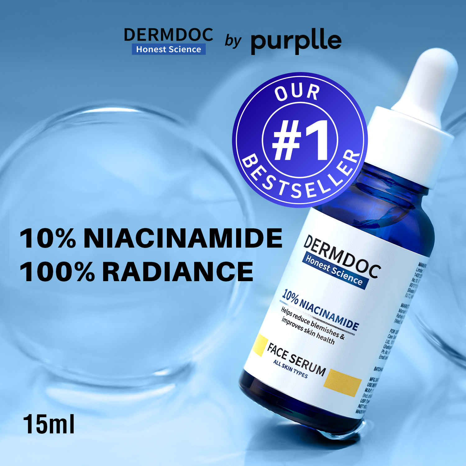 Buy DERMDOC by Purplle 10% Niacinamide Face Serum (15 ml) | Skin Brightening | Fades Dark Spots| Niacinamide Face Serum I Niacinamide for Oily Skin - Purplle