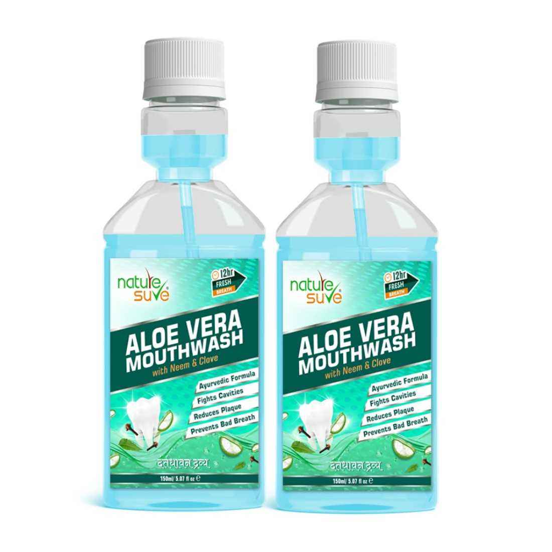 Buy Nature Sure Aloe Vera Mouthwash with Neem and Clove for Oral Health - 2 Packs (150ml Each) - Purplle