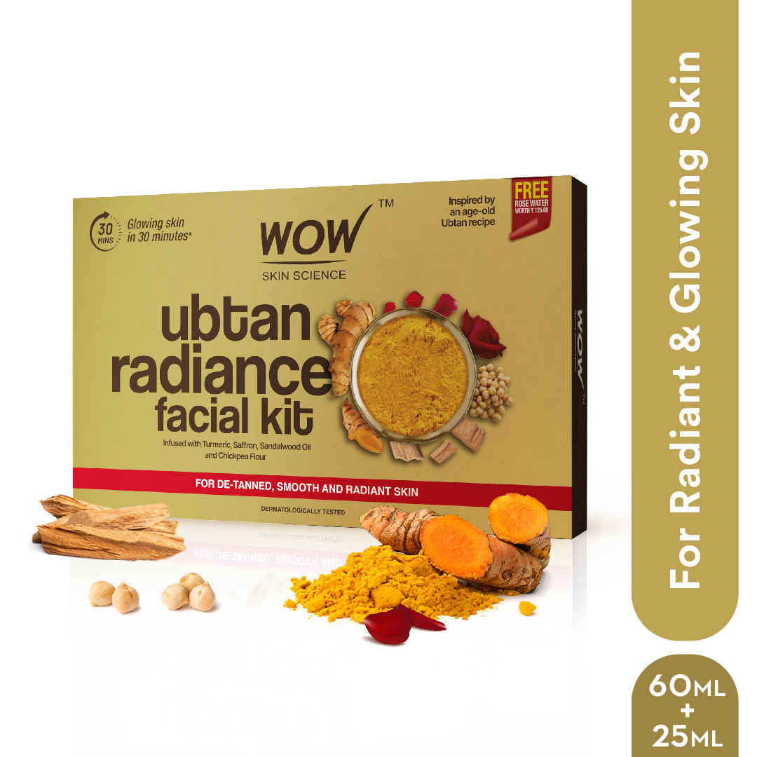 Buy WOW Skin Science Ubtan Radiance Facial Kit for Glowing Skin|Helps Remove Tan and Gives Radiant Skin|6 Easy Steps|Suitable for All Skin Types|Free Rose Water|60 gm + 25 ml - Purplle