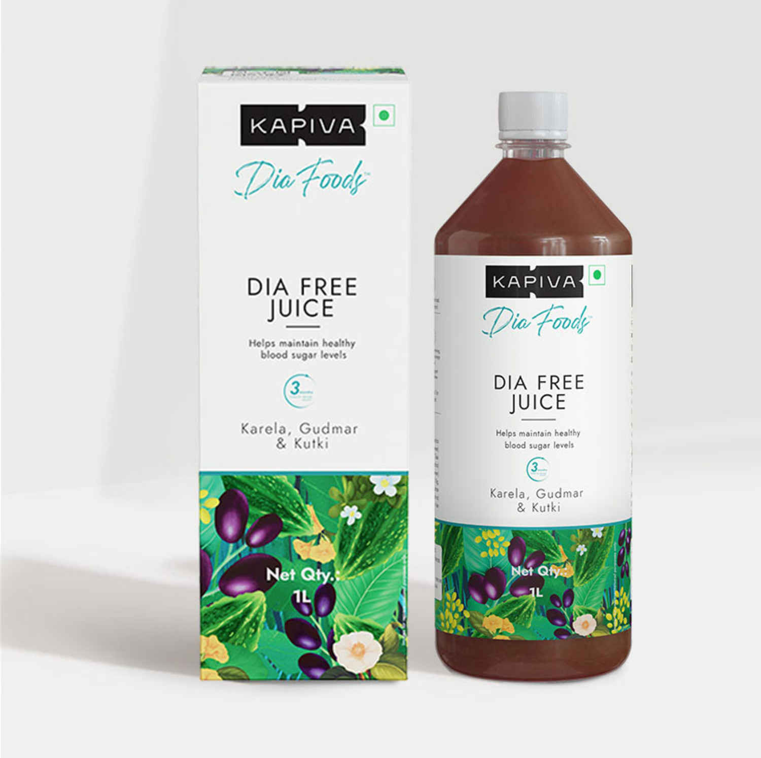 Buy Kapiva Dia Free Juice, 1L | Clinically Proven Diabetes Care | Amla, Karela, Jamun, Guduchi & 7 More - Purplle