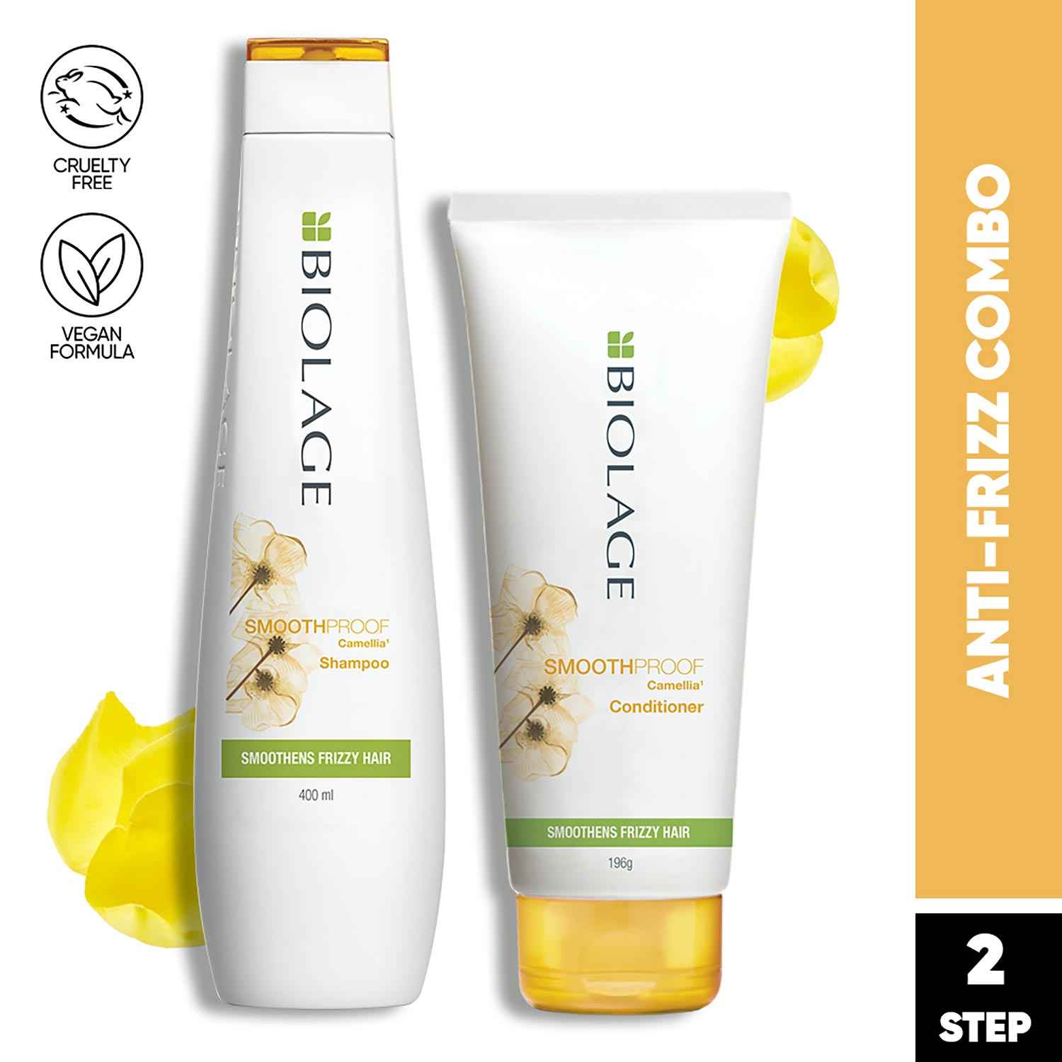 Buy Biolage Professional Smoothproof Anti-Frizz Shampoo and Conditioner Combo, Up to 72HR Frizz Control, Vegan & Cruelty-Free, 400 ml + 196 gm - Purplle