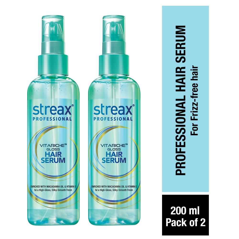 Buy Streax Professional Vitariche Gloss Hair Serum For Women| With Vitamin E & Macadamia Oil | For All Hair Types| 200 ml, Pack of 3 - Purplle