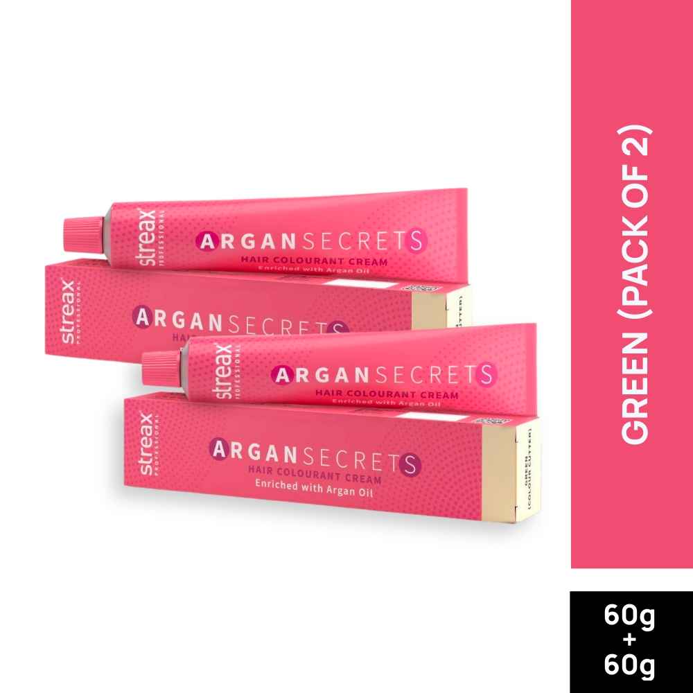 Buy Streax Professional Argan Secret Hair Colourant Cream Colour cutter - Green (60 gm) (Pack of 2) - Purplle